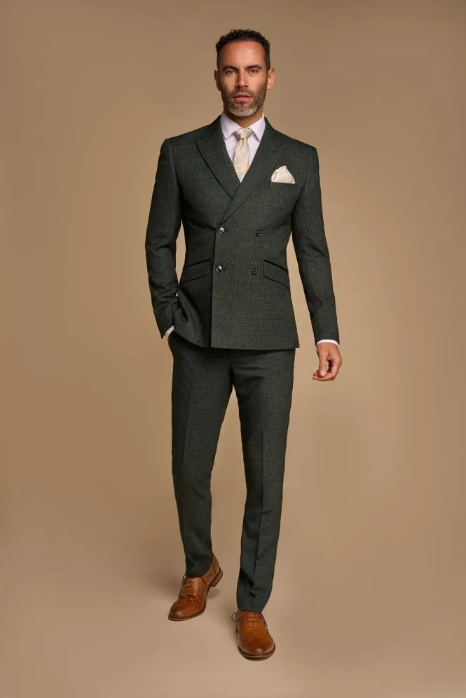 Abito cavani doppiopetto verde a quadri slim fit