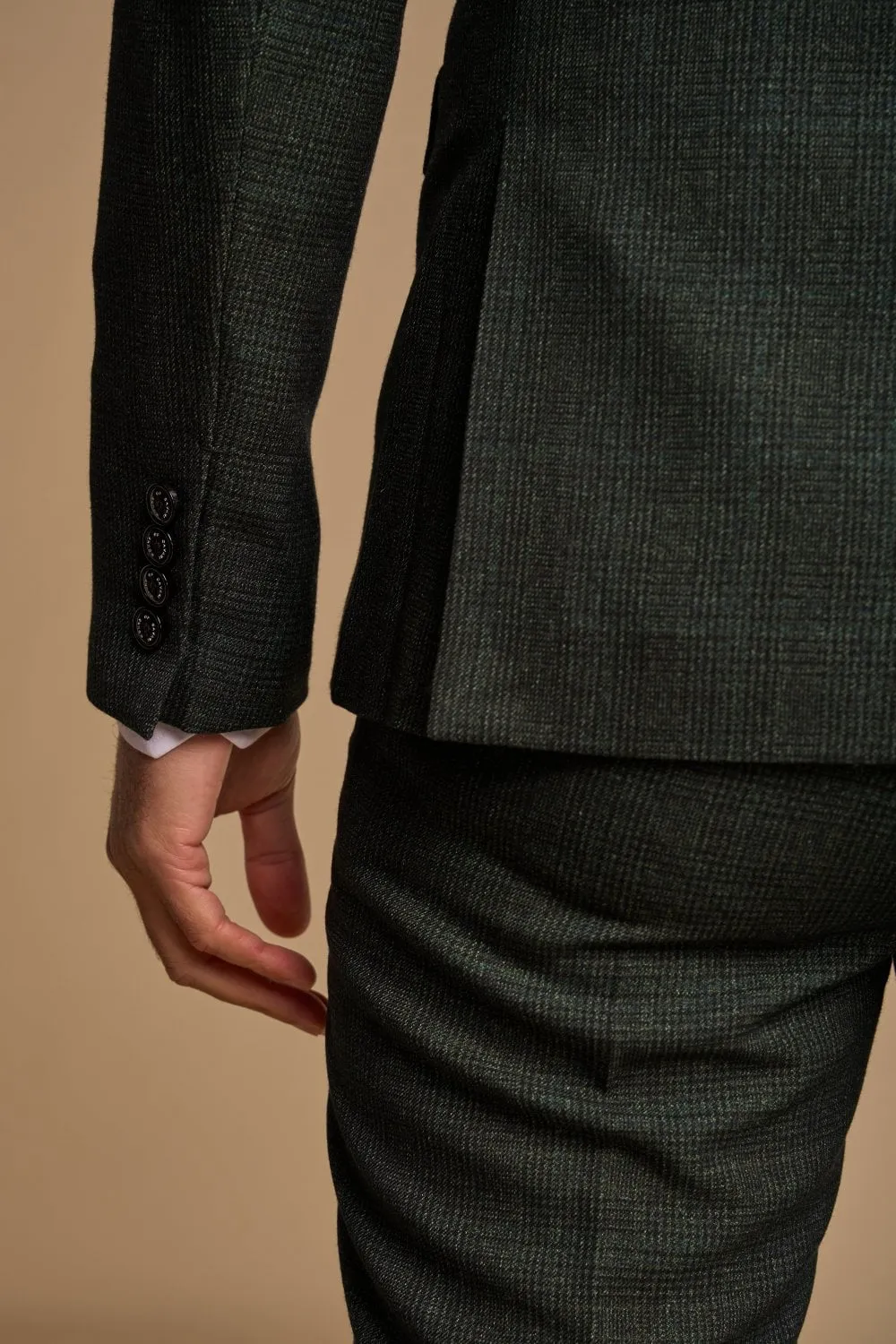 Abito cavani doppiopetto verde a quadri slim fit
