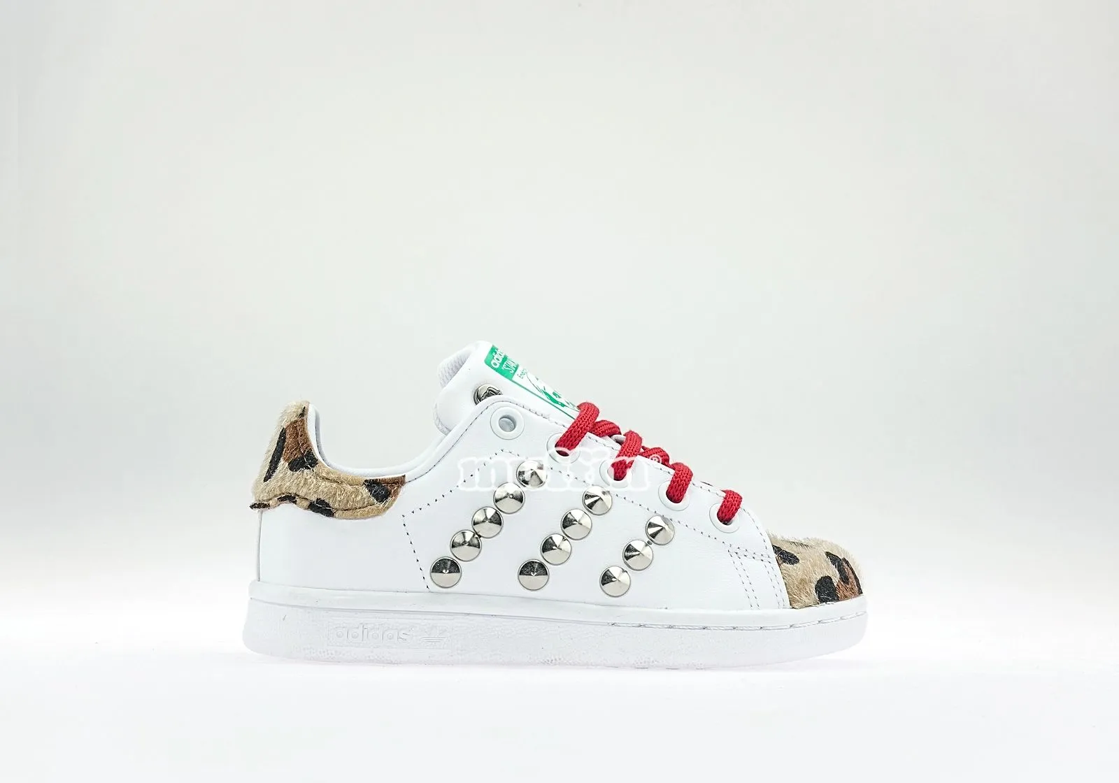 Adidas Stan Smith Bianche Profilo Verde Leopard [Prodotto Customizzato]