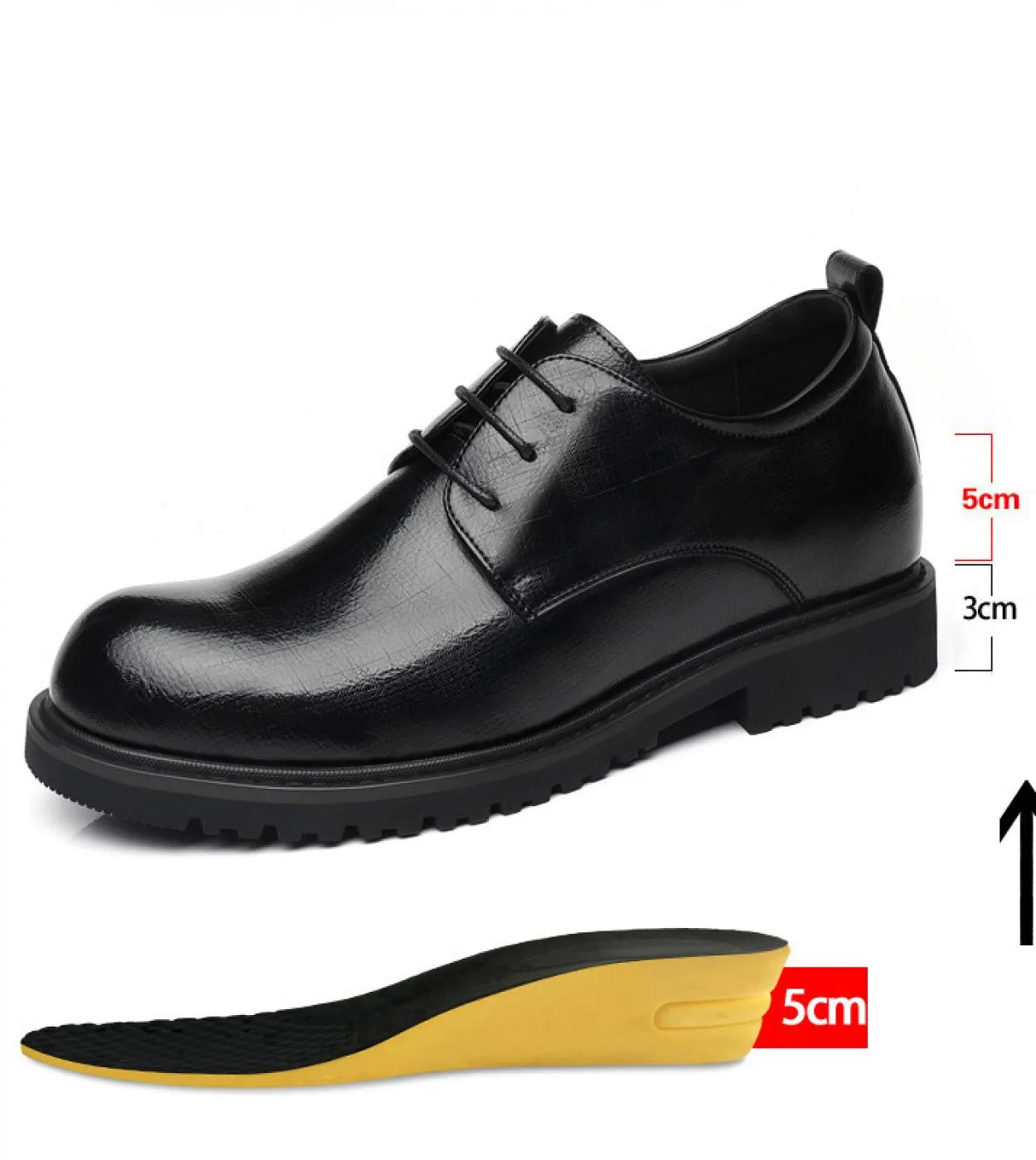 Big Scalp 8cm Scarpe eleganti da uomo daffari Tacco nascosto 6cm Tacchi alti da uomo British Casual Scarpe derby da uomo Scarpa