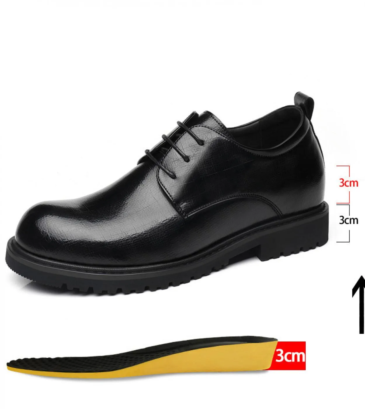 Big Scalp 8cm Scarpe eleganti da uomo daffari Tacco nascosto 6cm Tacchi alti da uomo British Casual Scarpe derby da uomo Scarpa