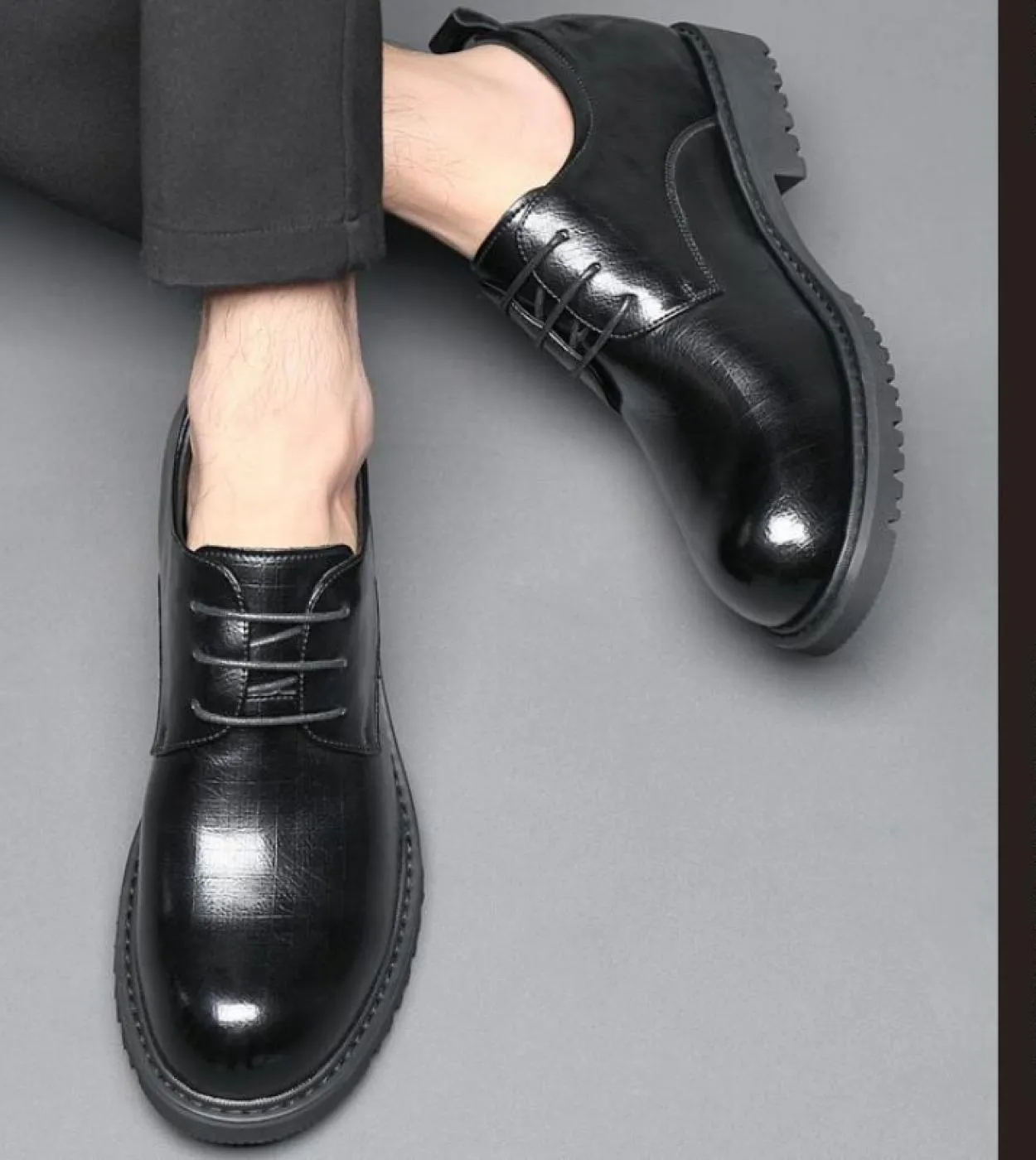Big Scalp 8cm Scarpe eleganti da uomo daffari Tacco nascosto 6cm Tacchi alti da uomo British Casual Scarpe derby da uomo Scarpa