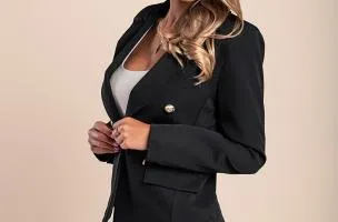 Blazer con colletto classico, nero