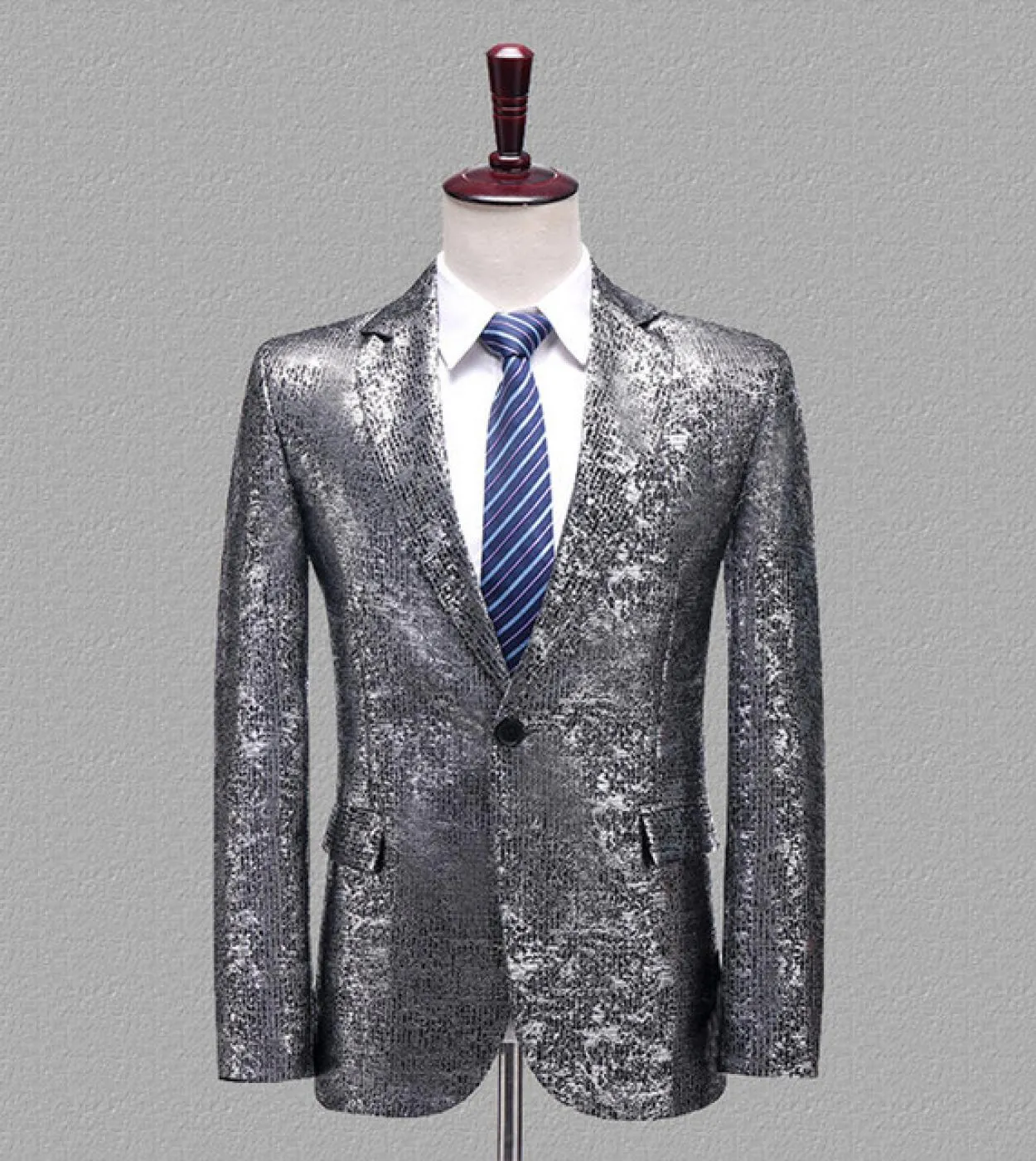 Blazer da uomo lucido Blazer da uomo argento Blazer da uomo lucido Performance Ball Blazer nero