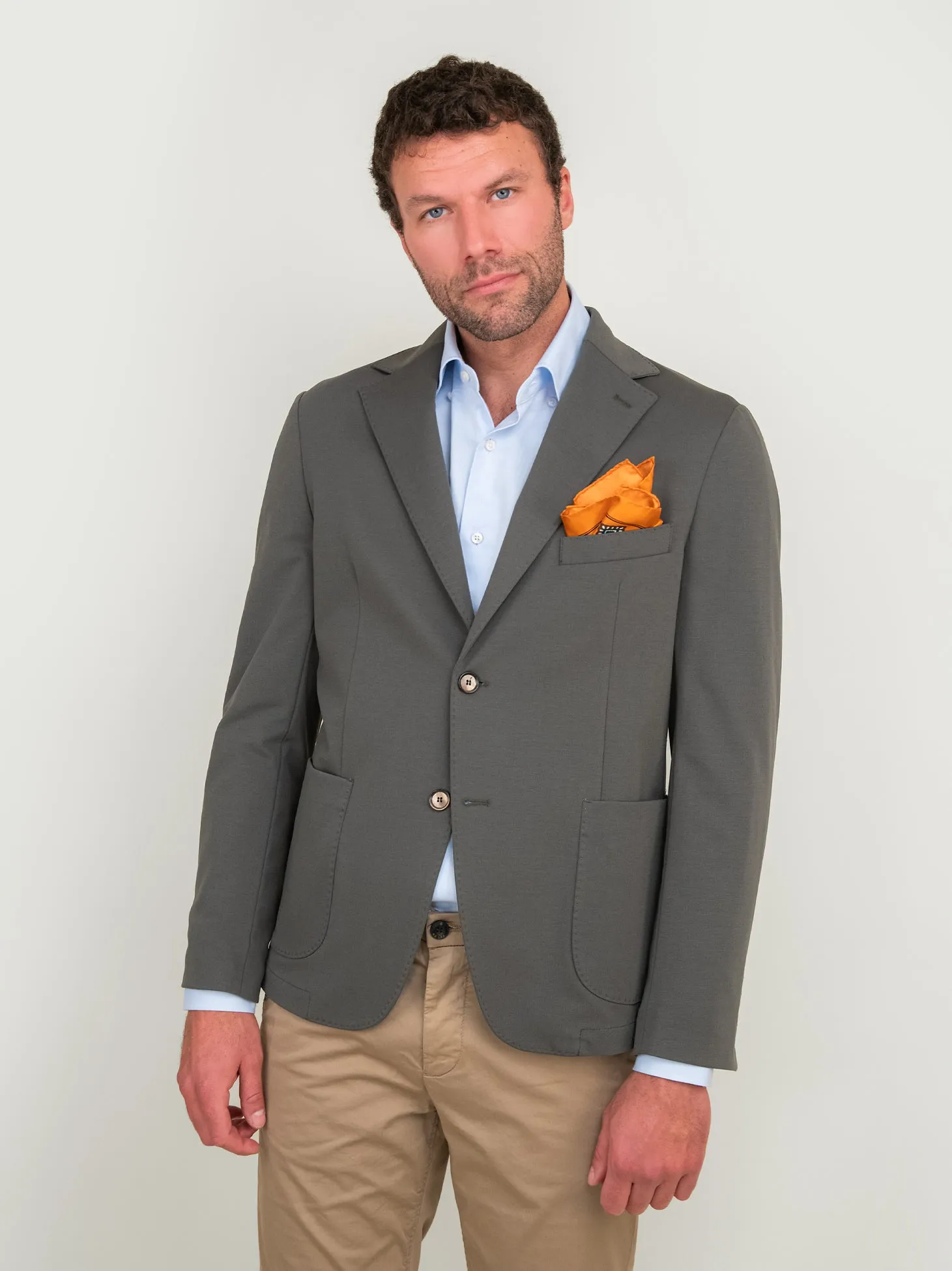 BLAZER IN MISTO COTONE PUNTO MILANO VERDE MILITARE