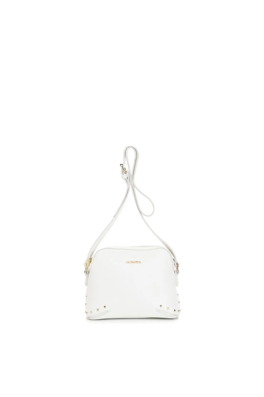 camera bag con applicazione di rivetti bianco