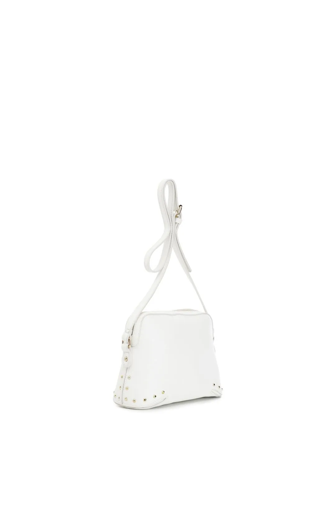 camera bag con applicazione di rivetti bianco