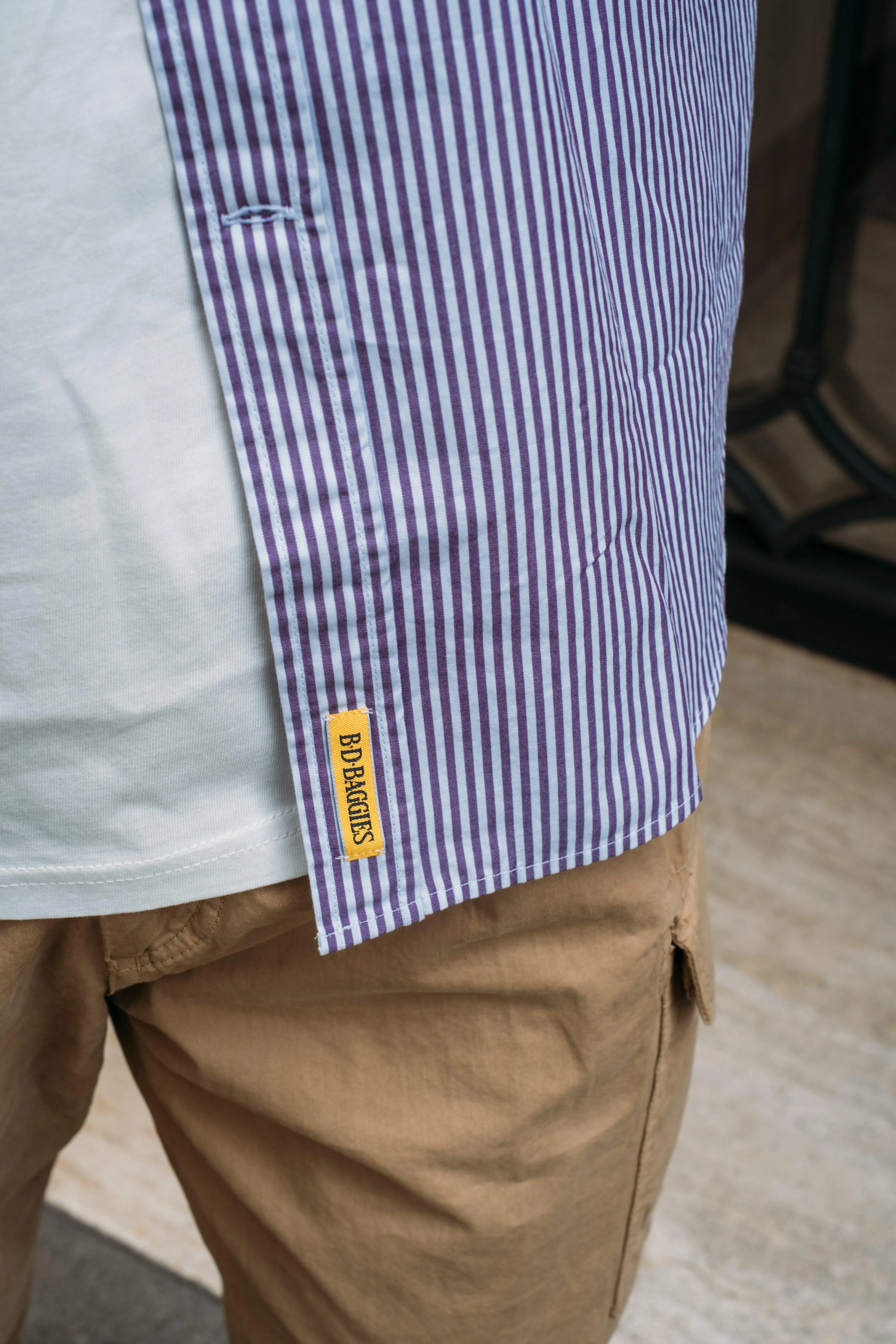 Camicia Bradford in Cotone Mille Righe Viola