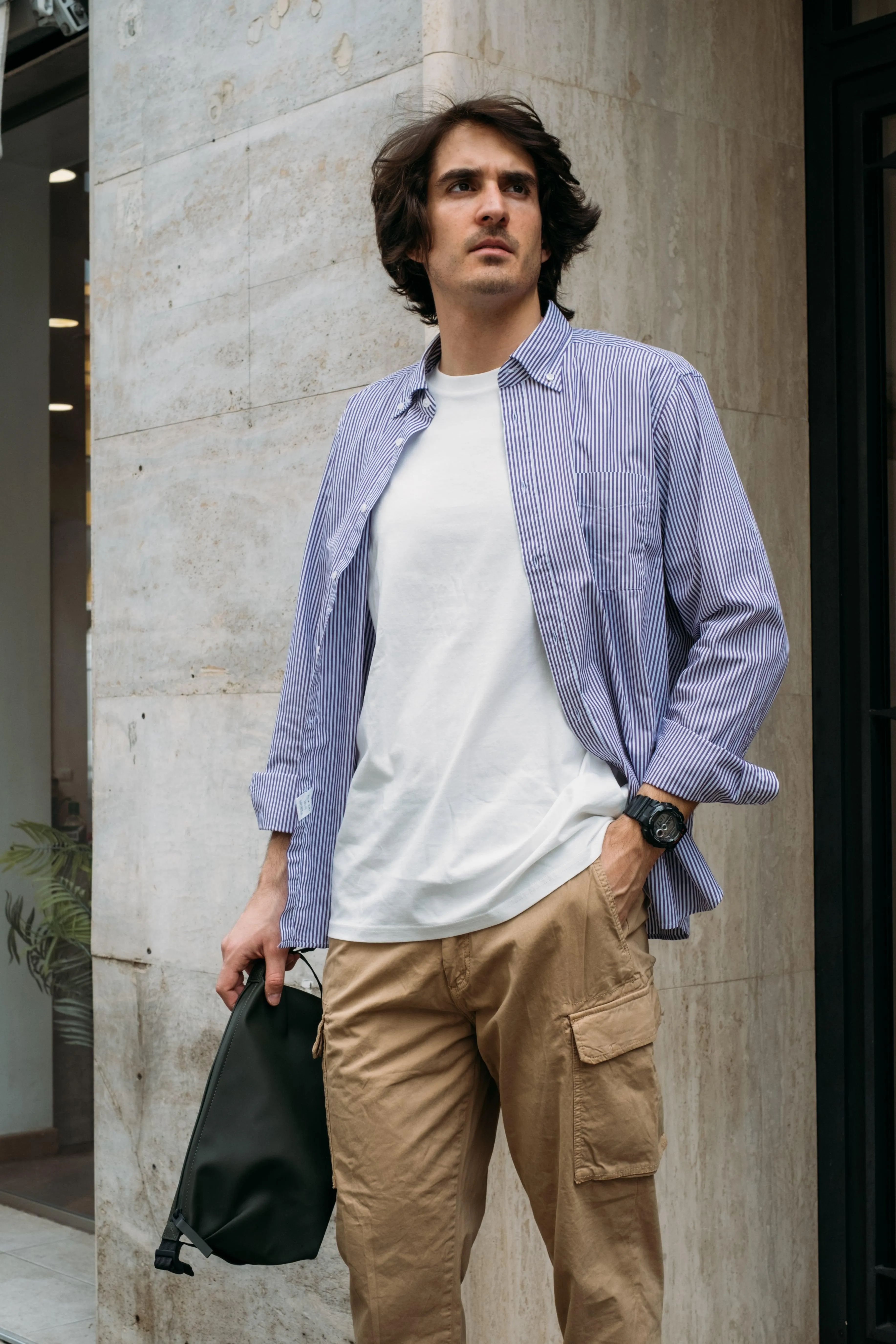 Camicia Bradford in Cotone Mille Righe Viola