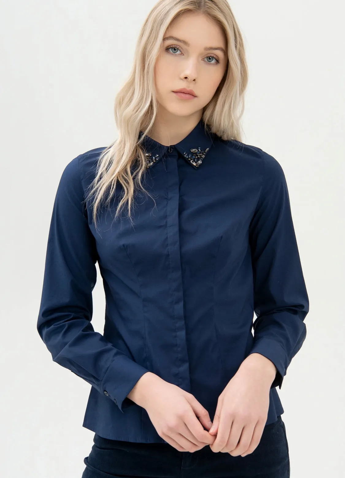 Camicia collo Swarovski