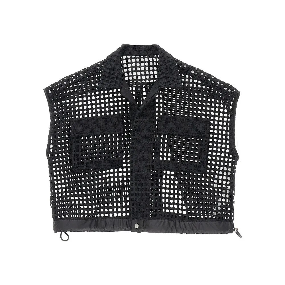 Camicia cropped a rete