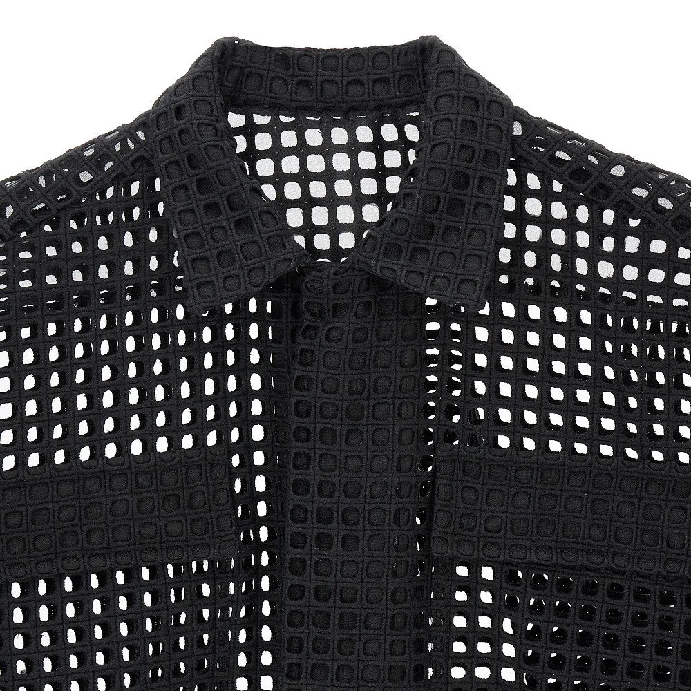 Camicia cropped a rete