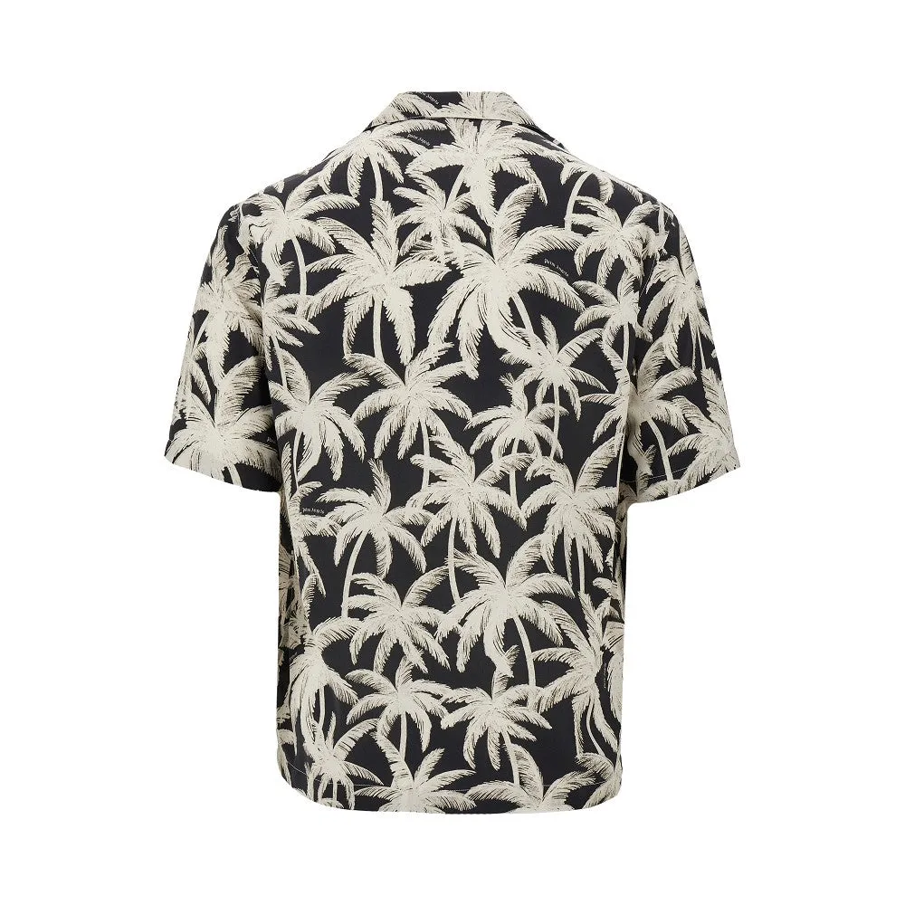 Camicia in viscosa con motivo 'Palms'