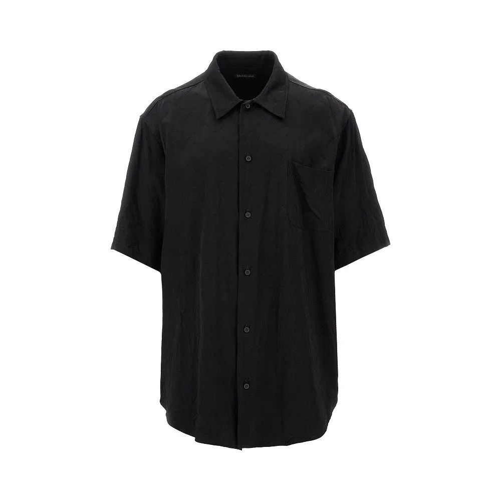 Camicia in viscosa jacquard logo all-over
