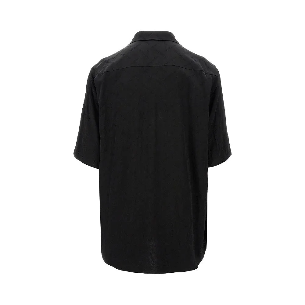Camicia in viscosa jacquard logo all-over