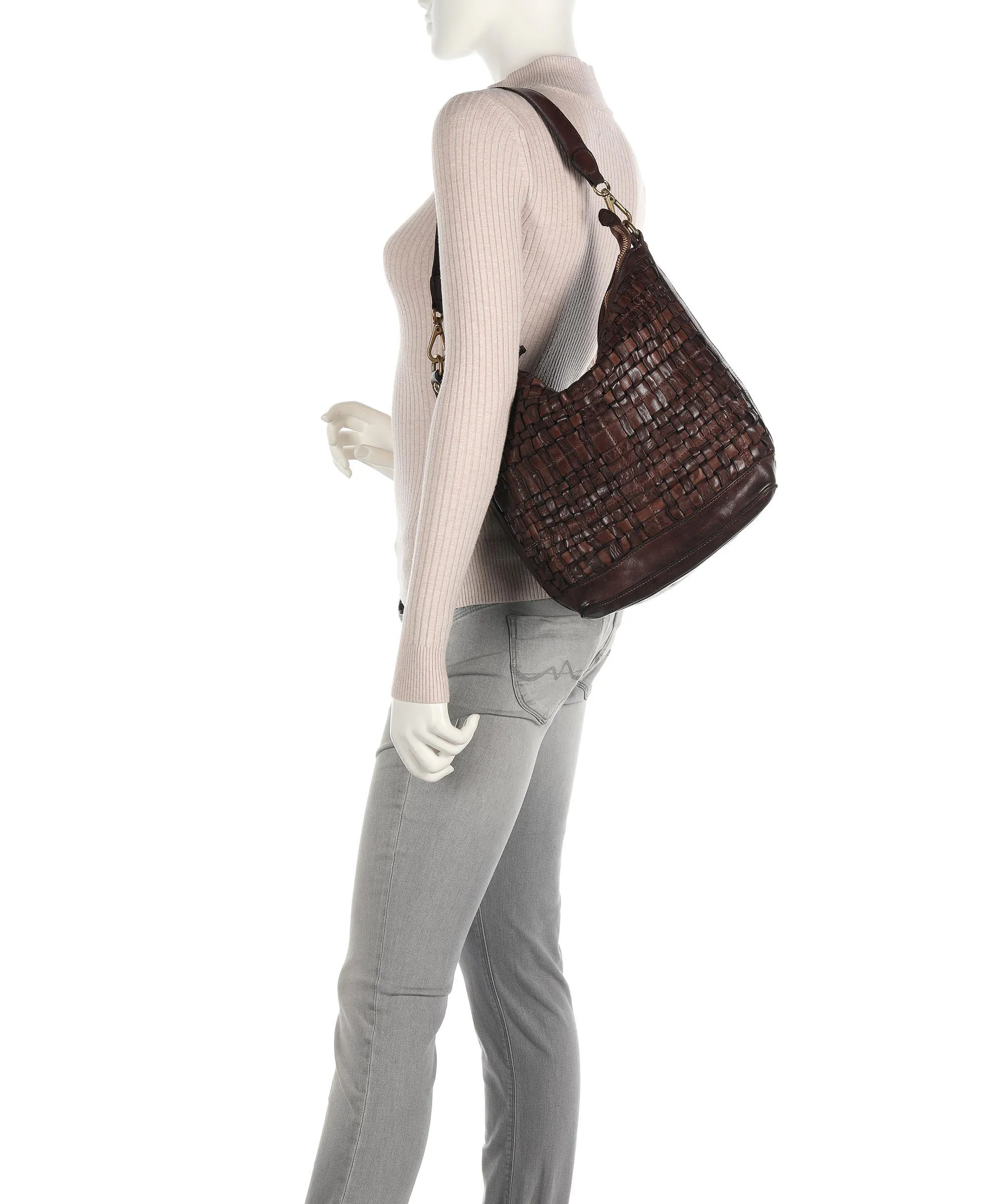  Campomaggi Prestige Borsa hobo pelle di vacchetta finemente grana marrone scuro  