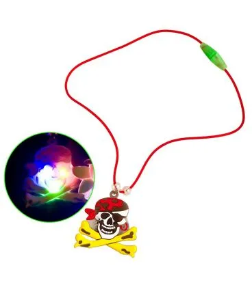 Collana in gomma teschio e luci (batt. incl.)
