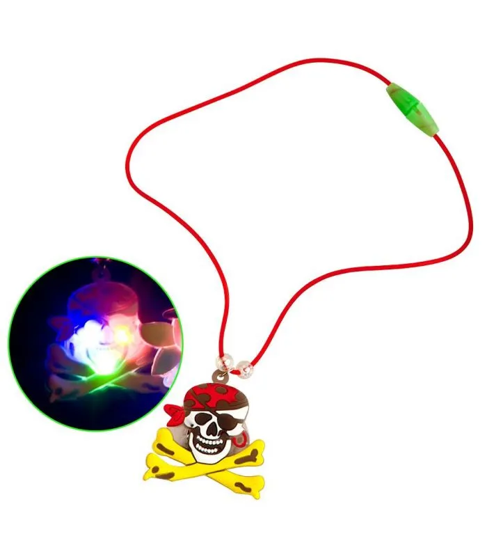 Collana in gomma teschio e luci (batt. incl.)