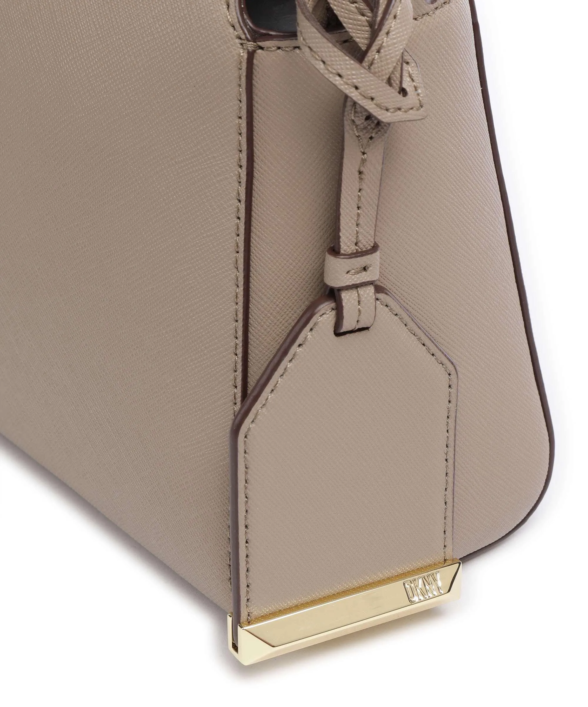  DKNY Belle Borsa a spalla pelle di vacchetta saffiano marrone chiaro  