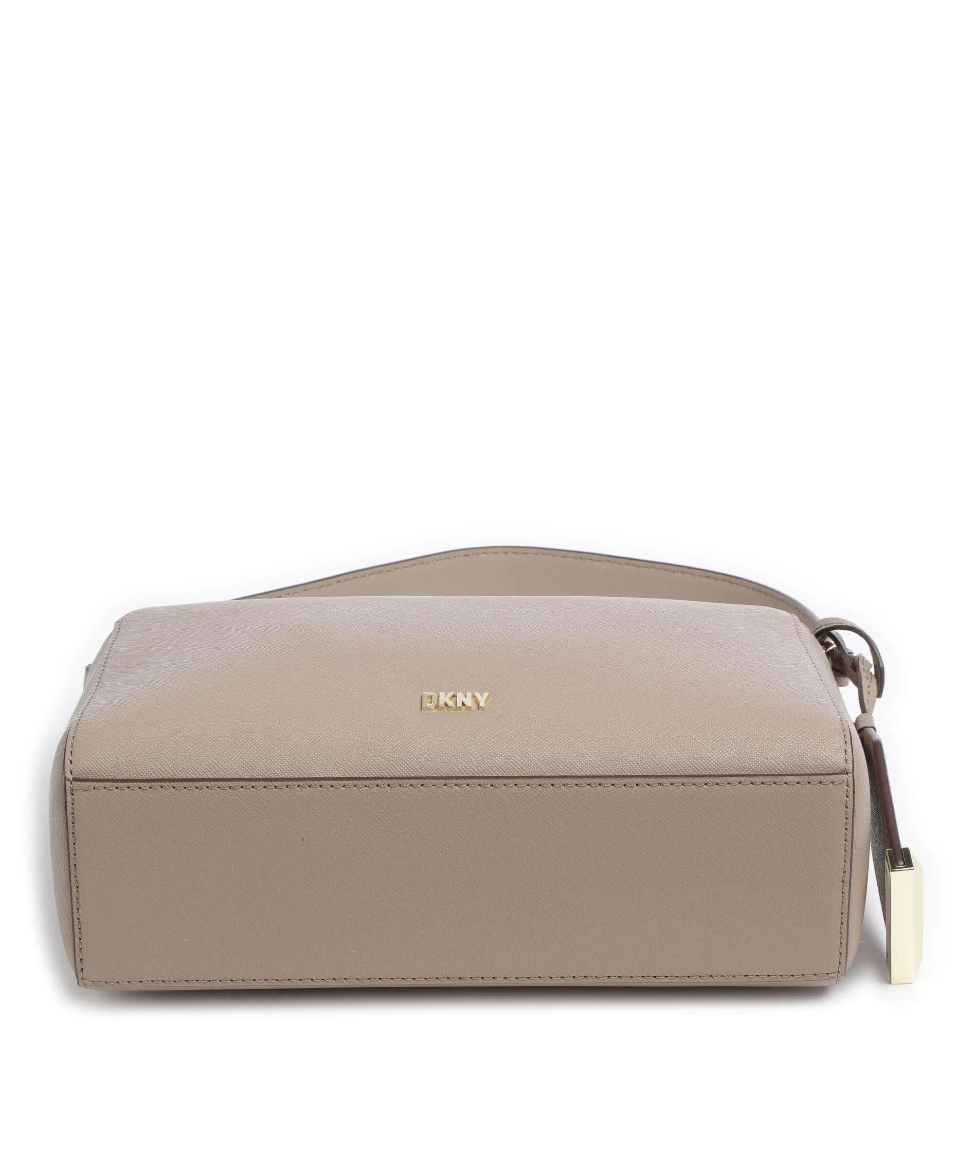  DKNY Belle Borsa a spalla pelle di vacchetta saffiano marrone chiaro  