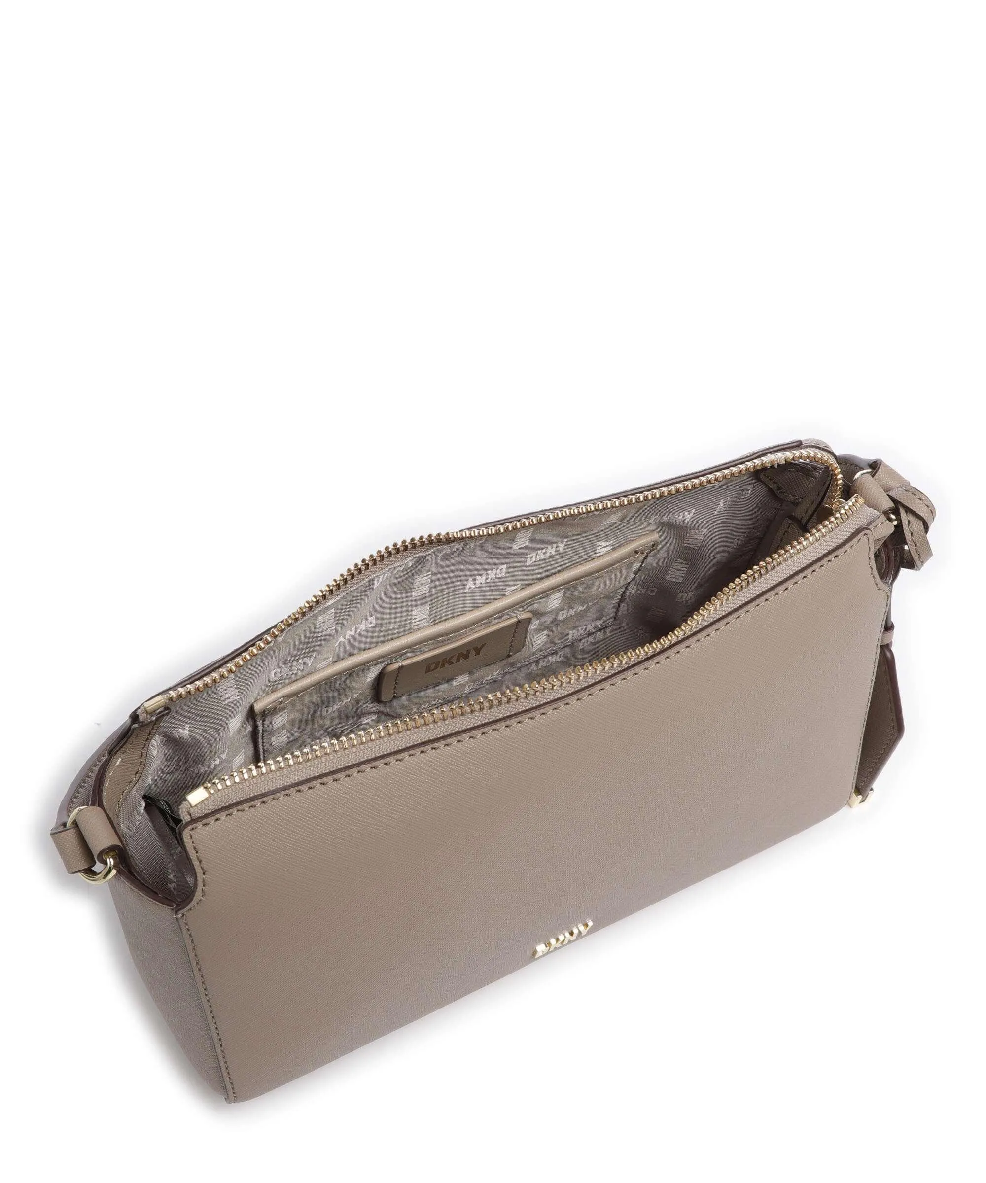  DKNY Belle Borsa a spalla pelle di vacchetta saffiano marrone chiaro  