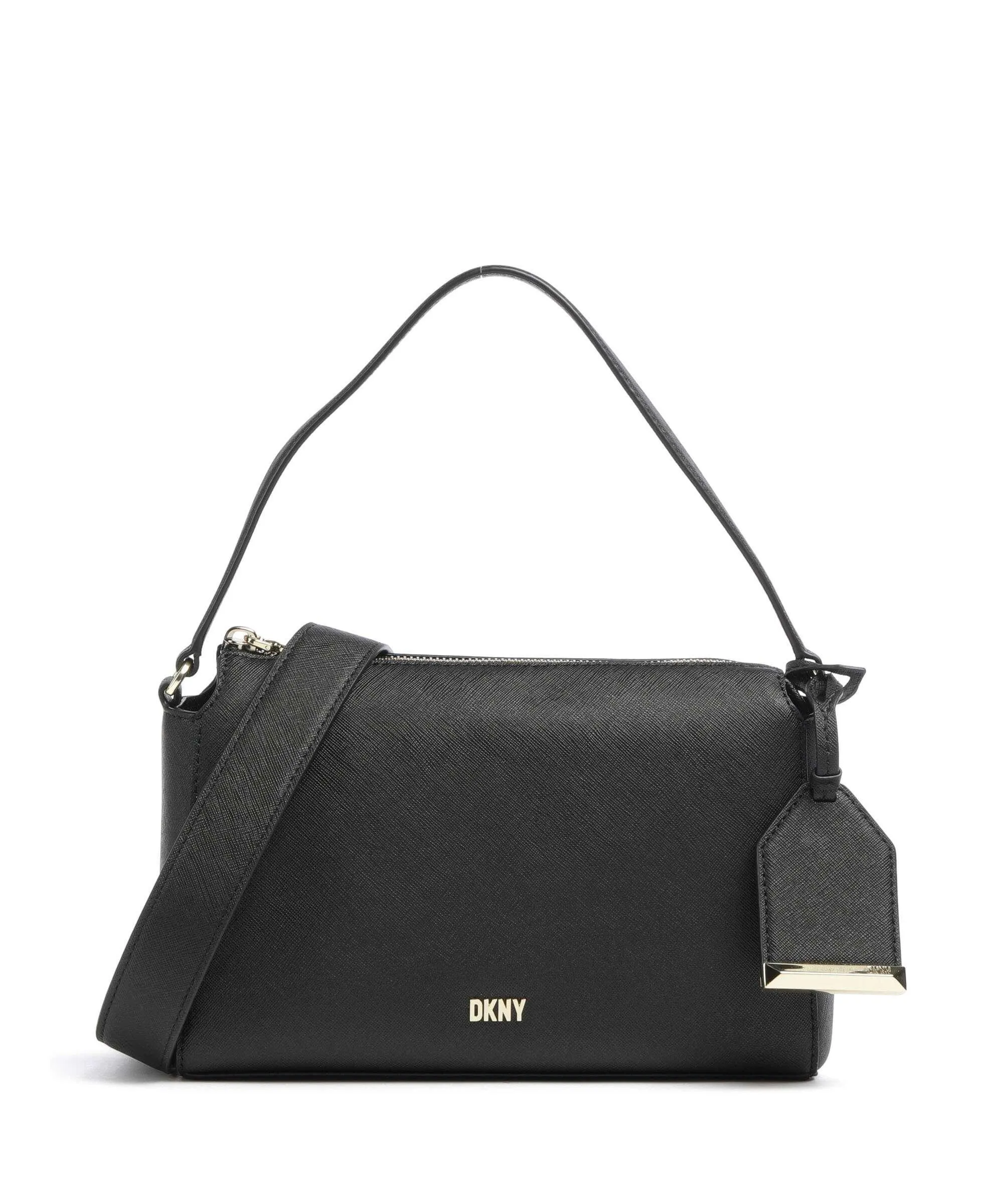  DKNY Belle Borsa a spalla pelle di vacchetta saffiano nero  
