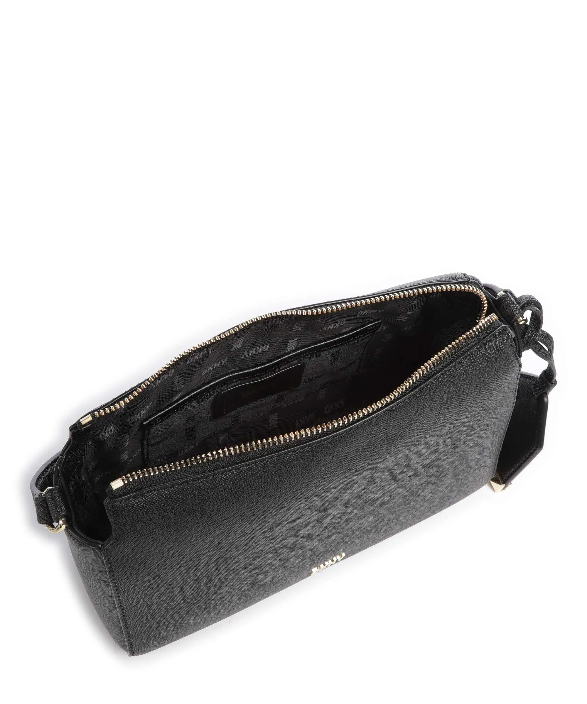  DKNY Belle Borsa a spalla pelle di vacchetta saffiano nero  