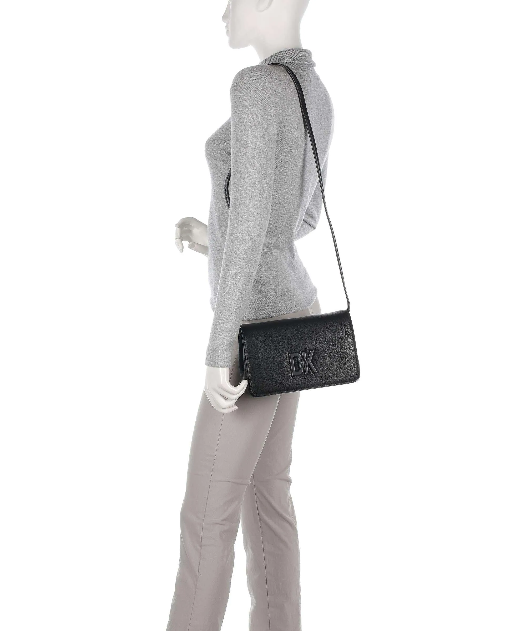  DKNY Milano Seventh Avenue Borsa a tracolla pelle di vacchetta grana nero  