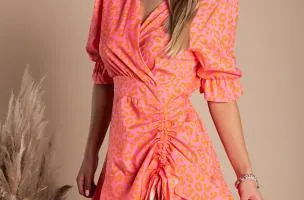 Elegante mini abito con stampa Tamba, rosa