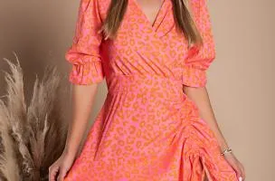 Elegante mini abito con stampa Tamba, rosa
