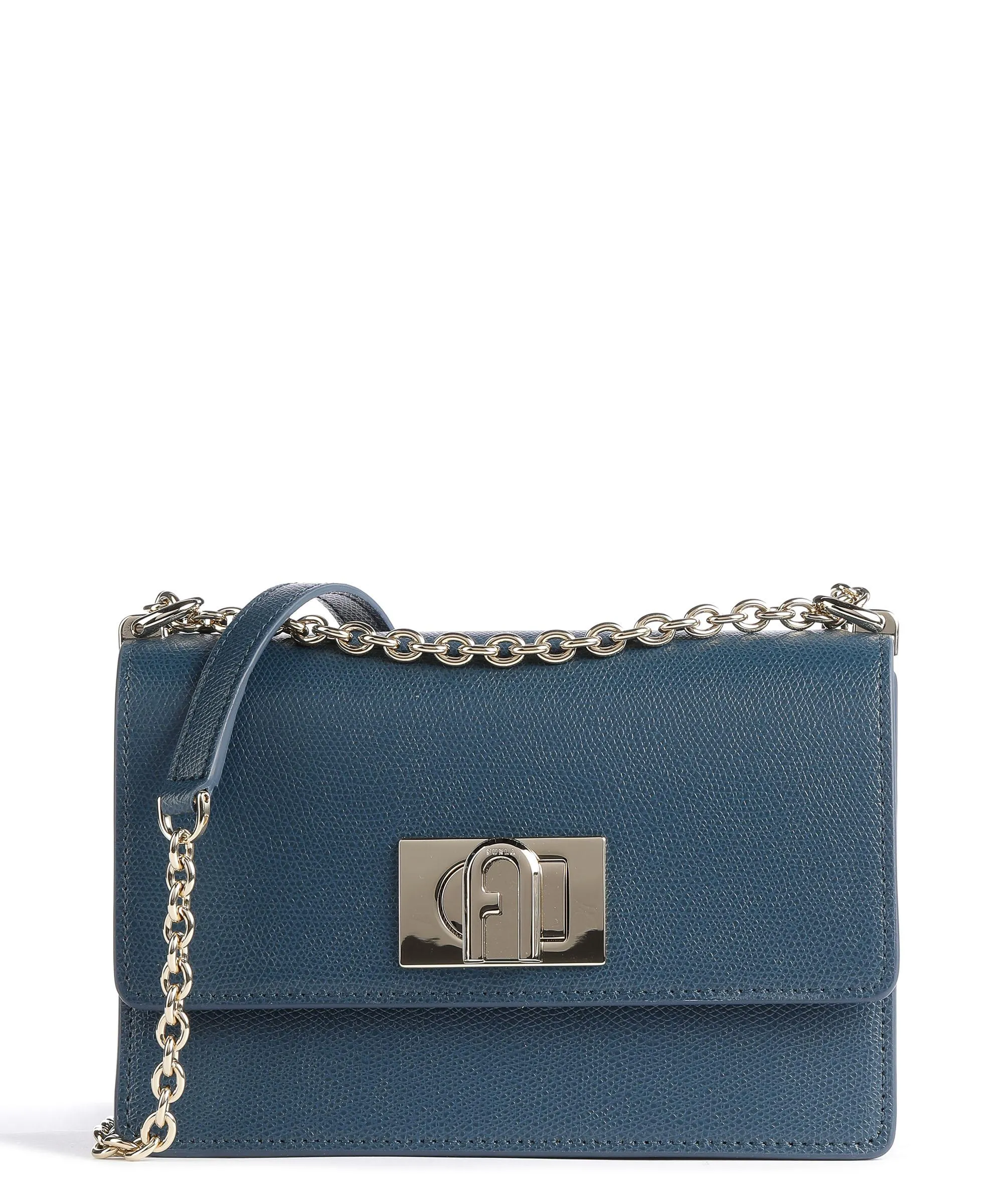  Furla 1927 Mini Borsa a spalla pelle di vacchetta grana petrol  