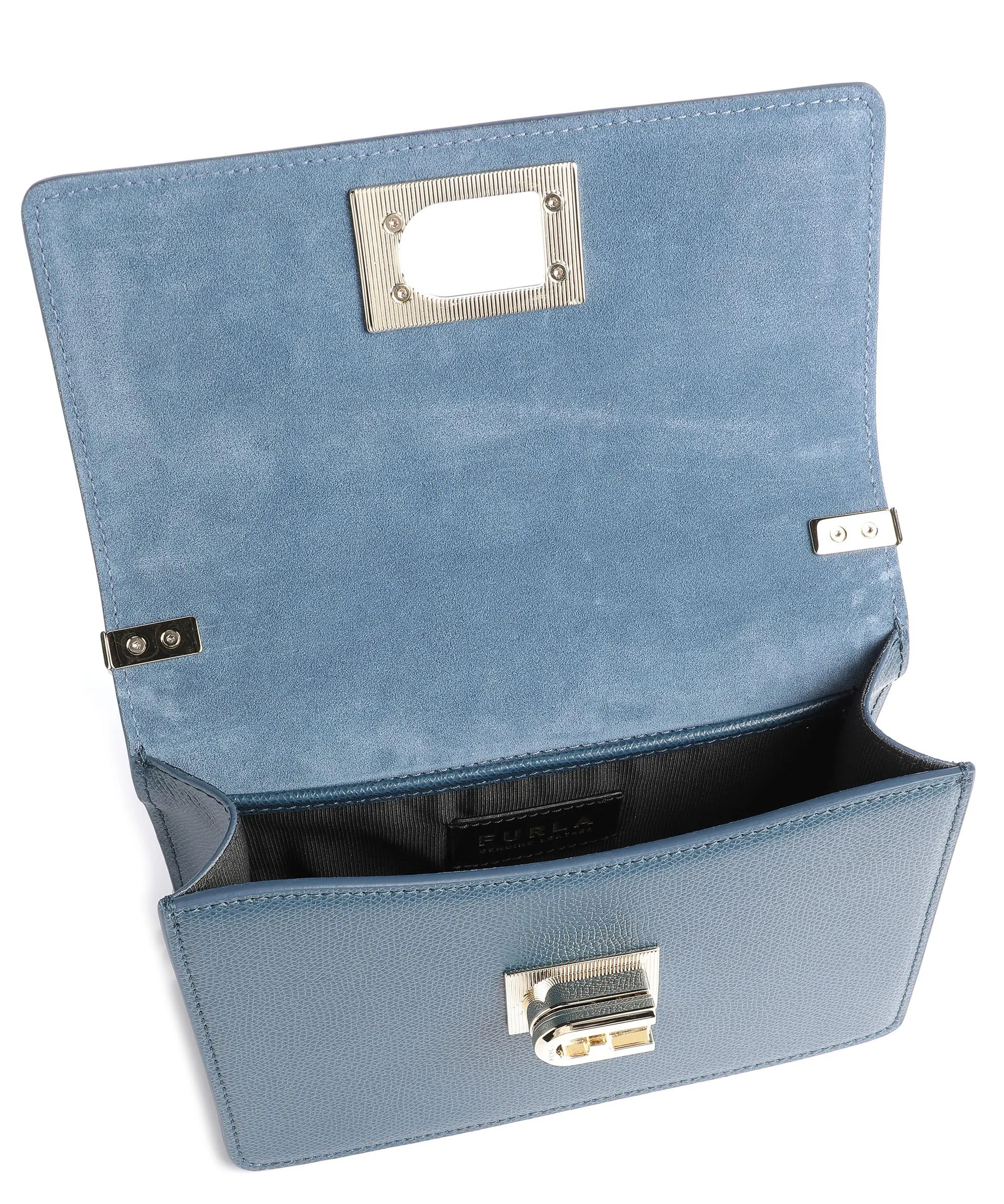  Furla 1927 Mini Borsa a spalla pelle di vacchetta grana petrol  