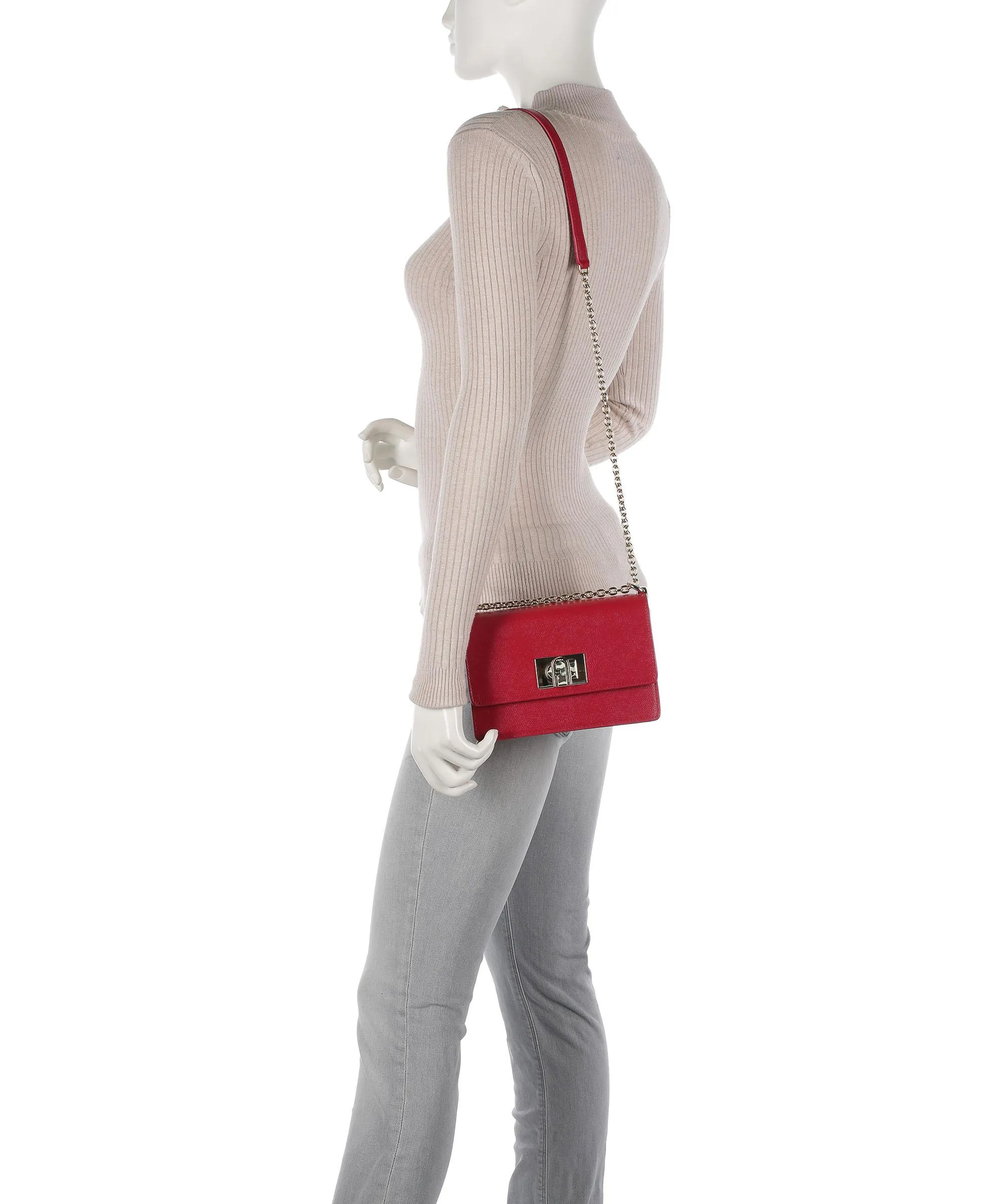  Furla 1927 Mini Borsa a spalla pelle di vacchetta grana rosso  