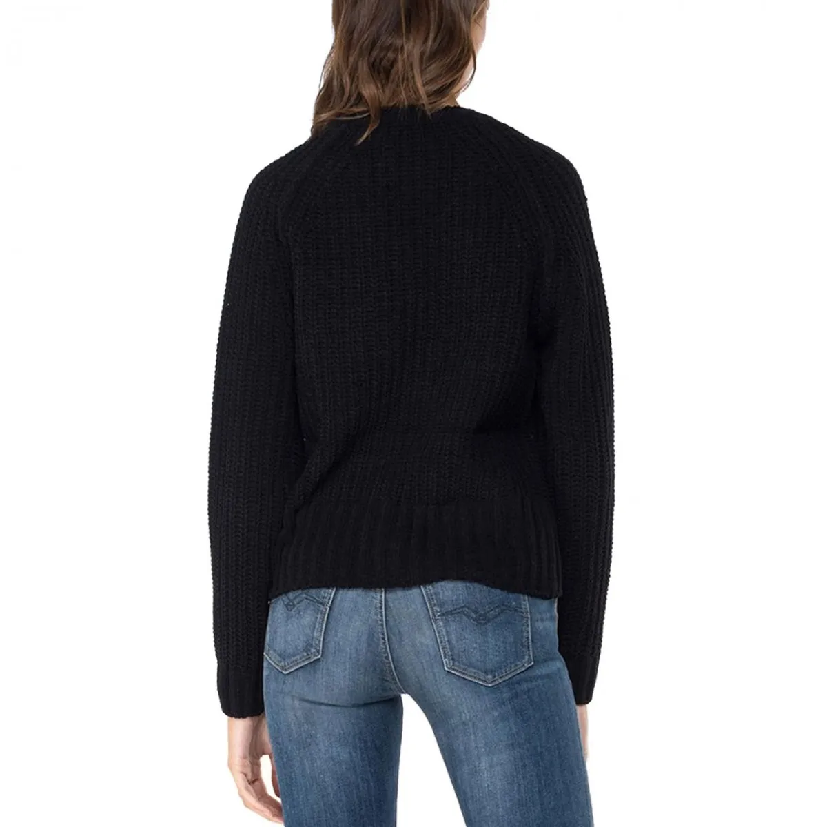 Maglione Crop Scollo A V, Nero