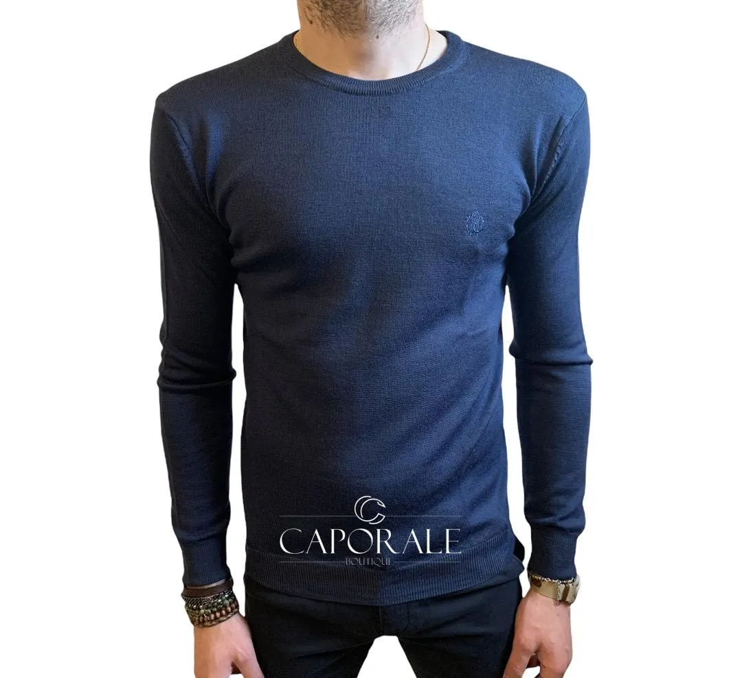 Maglione lana Roberto Cavalli HSM616 blu