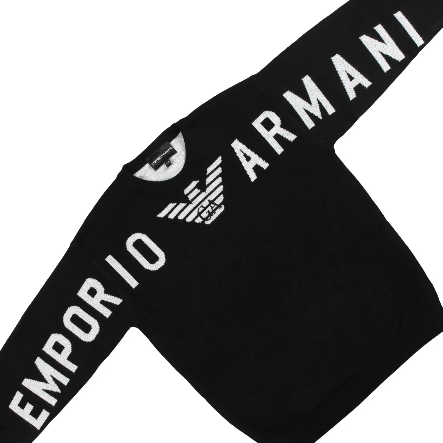 Maglione Nero Con Maxi Logo Bianco