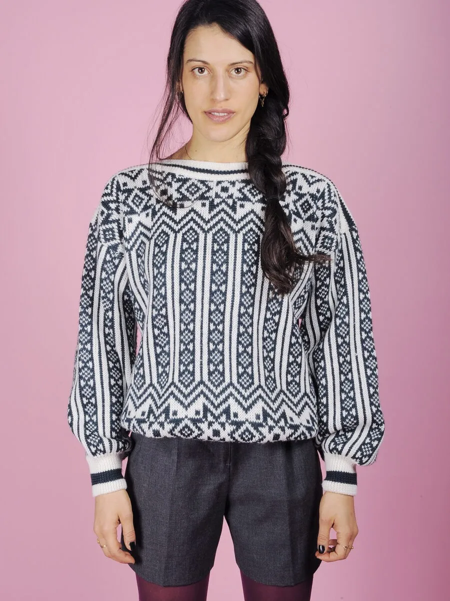 Maglione norvegese disegno bianco e verde