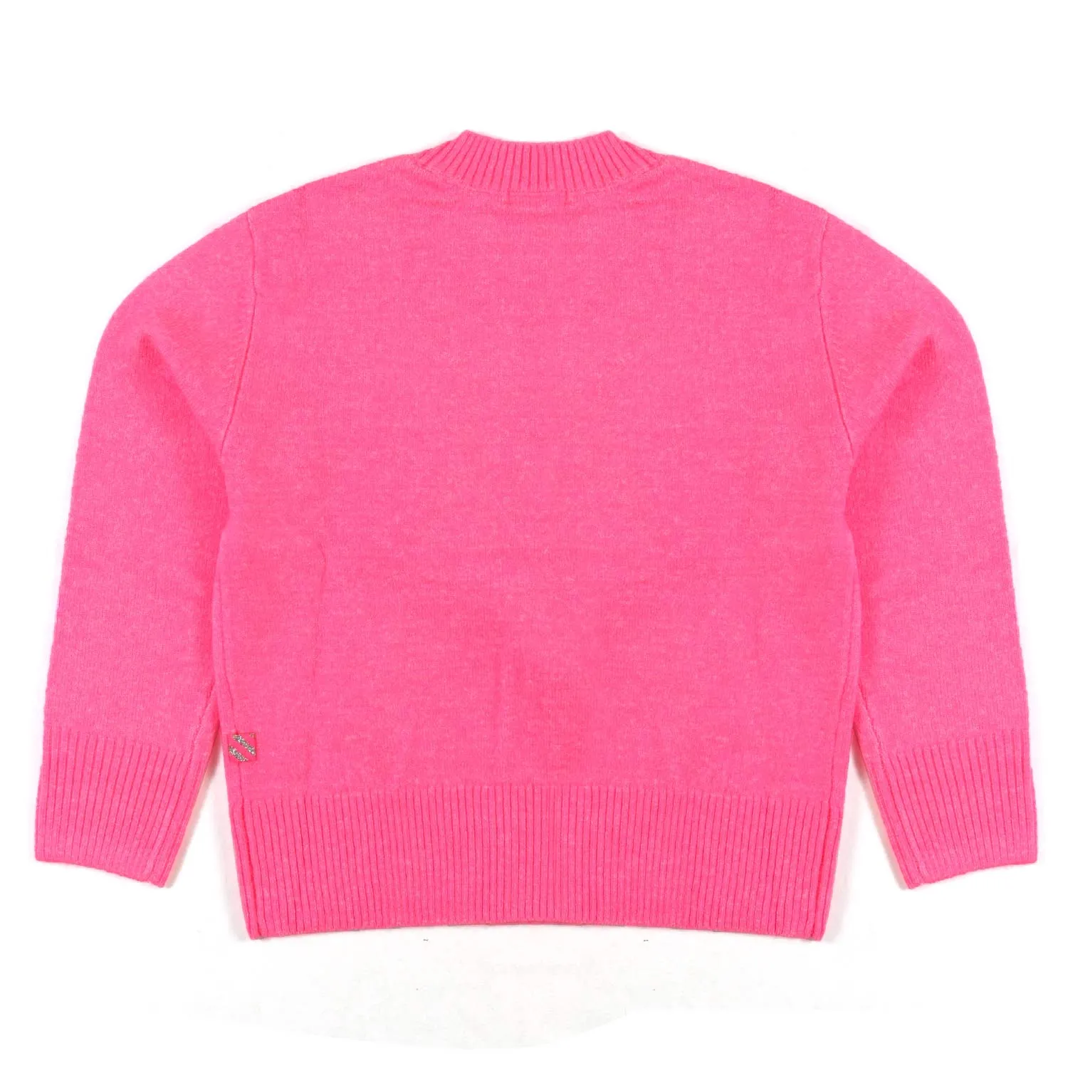 Maglione Rosa Fluo Con Paillettes Bambina