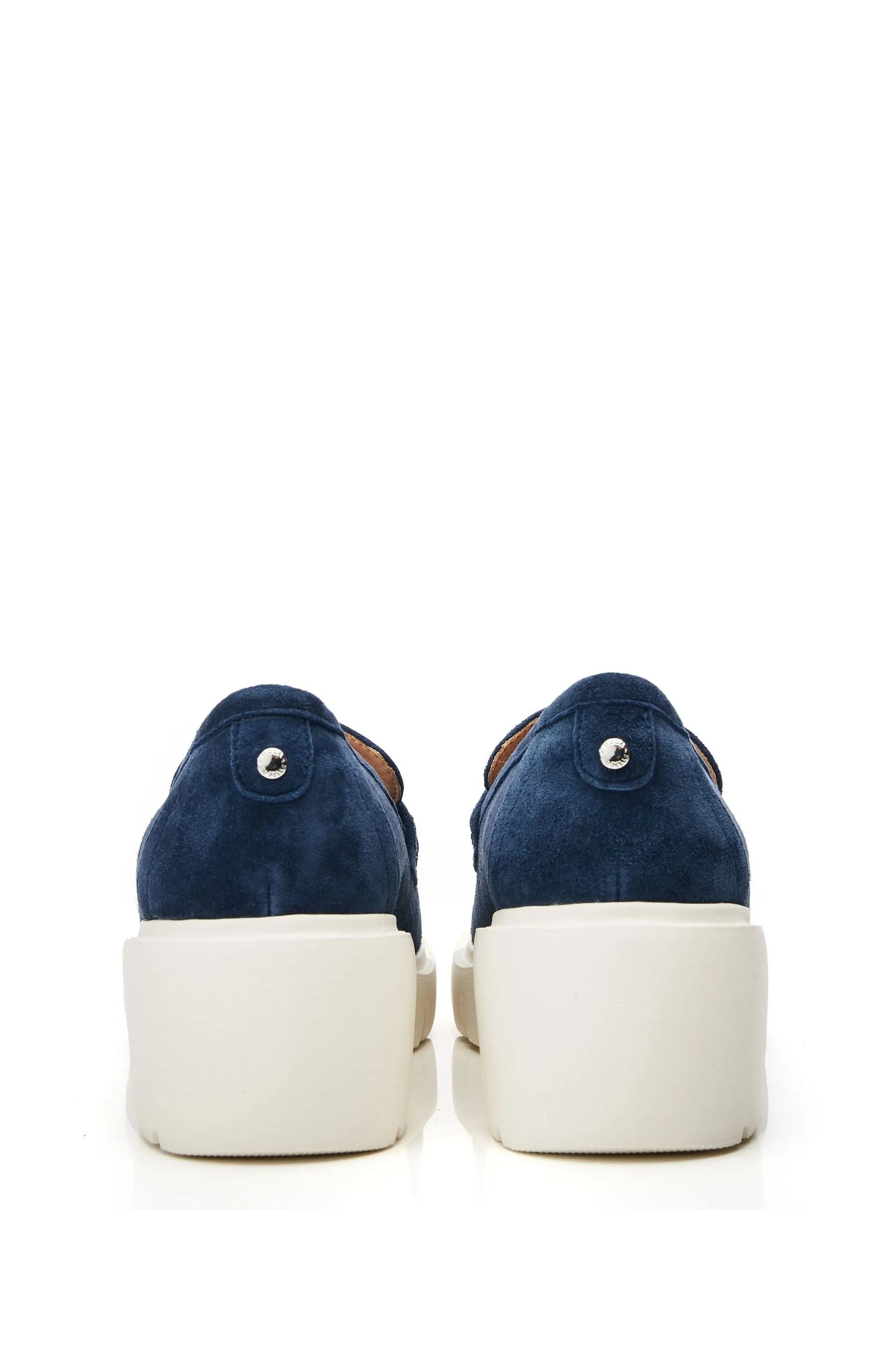 Moda in Pelle Blu - Feyre - Mocassini con zeppa e bordo con nappine