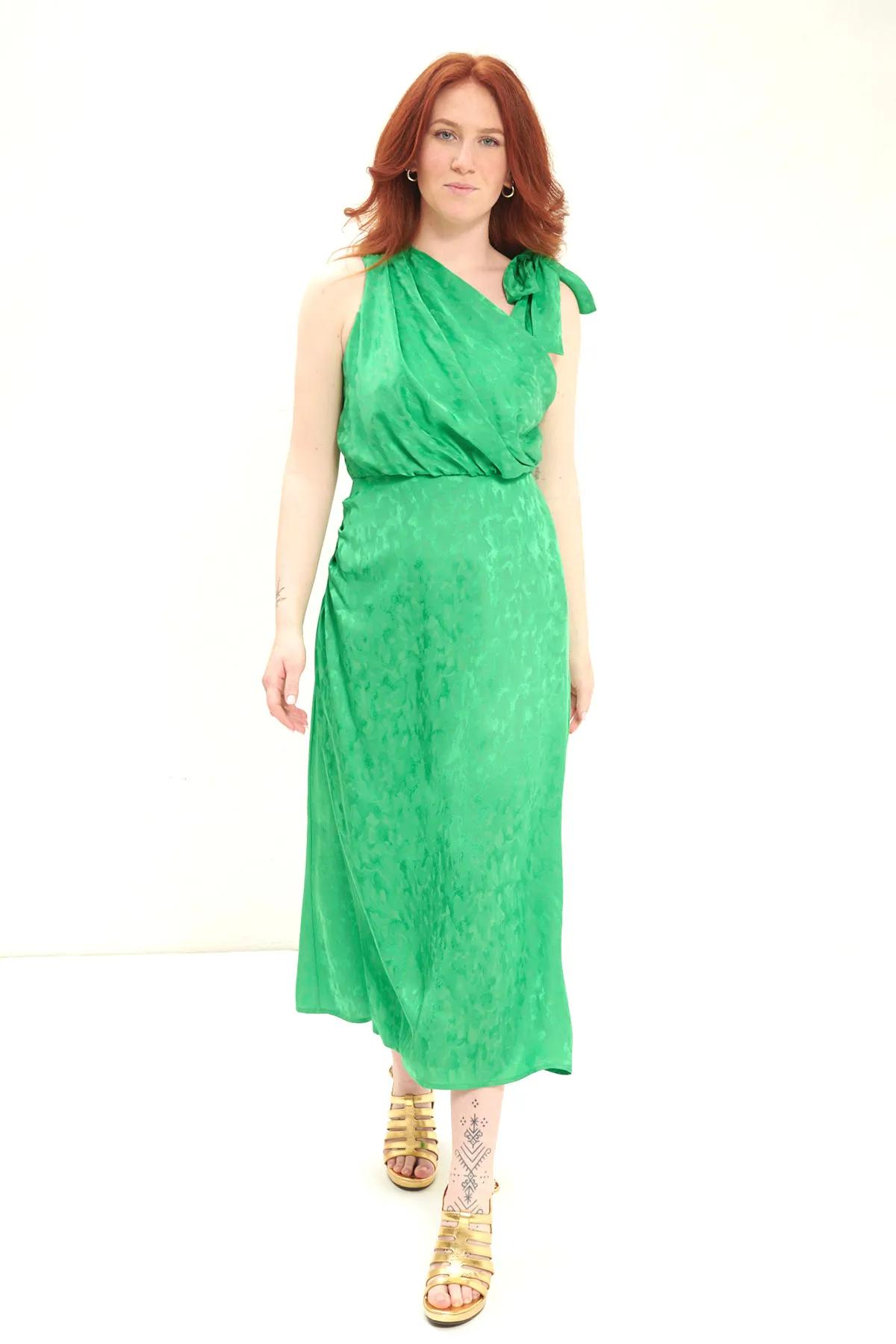MSGM Abito longuette in viscosa satin