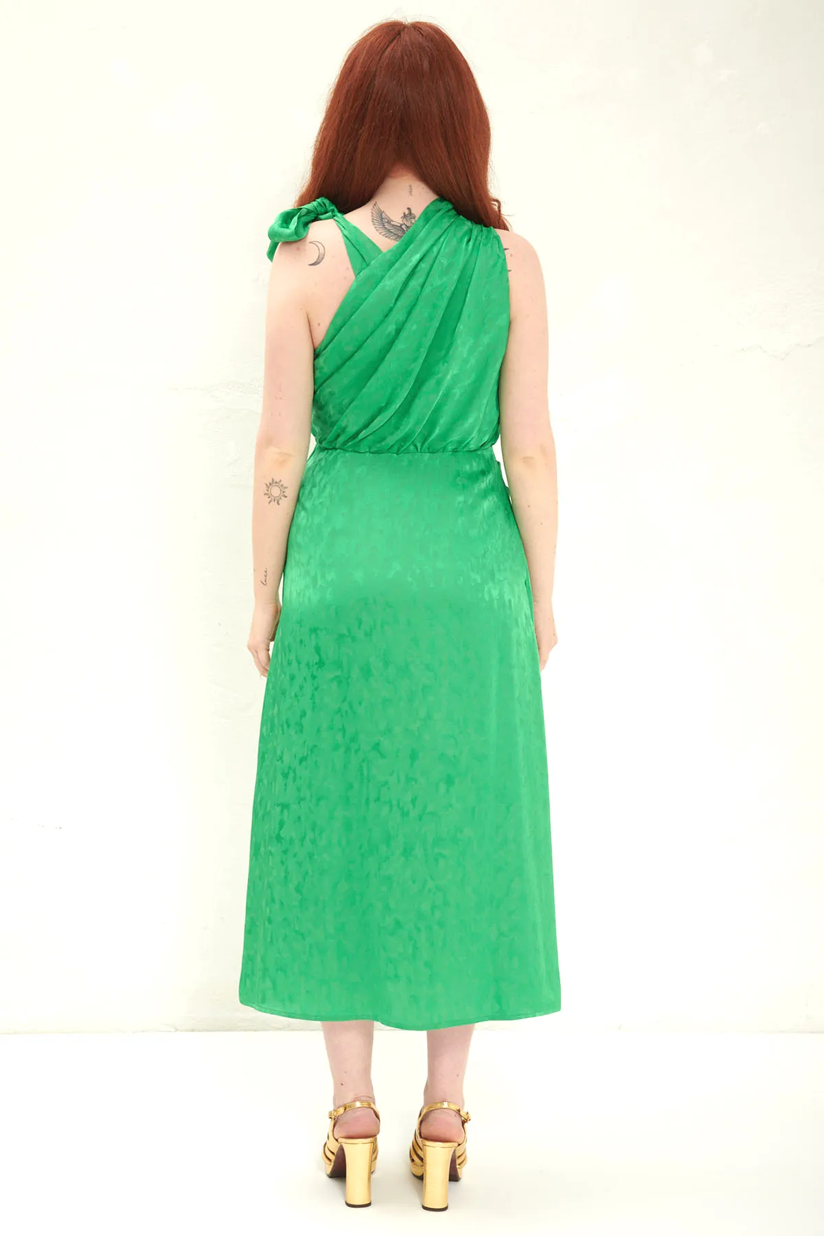 MSGM Abito longuette in viscosa satin