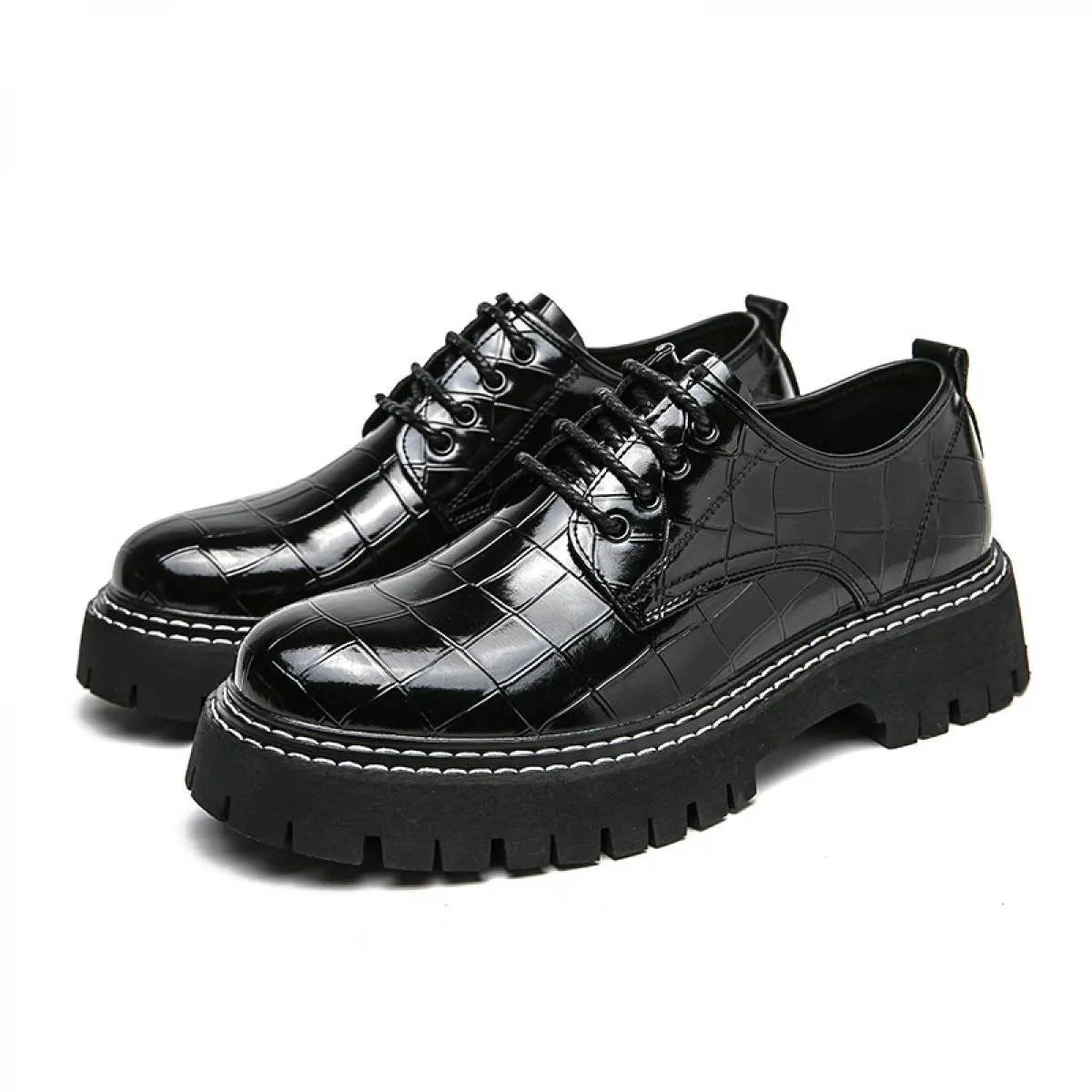 Nuove scarpe derby da uomo nere punta tonda stringate scarpe da uomo marroni grigie formali modello pietra spedizione gratuita t