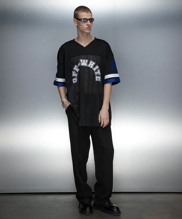 Off-White Maglietta nera Football Ow OMAA169S24JER001