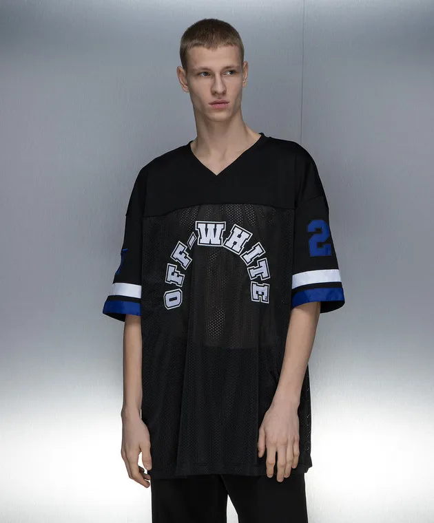 Off-White Maglietta nera Football Ow OMAA169S24JER001