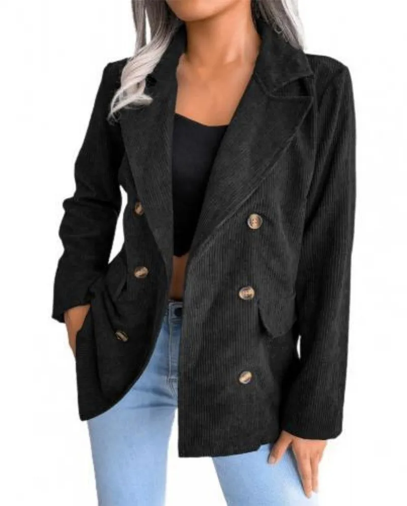 Office Lady Blazer Coat Elegante tinta unita Colletto rovesciato Autunno Wi