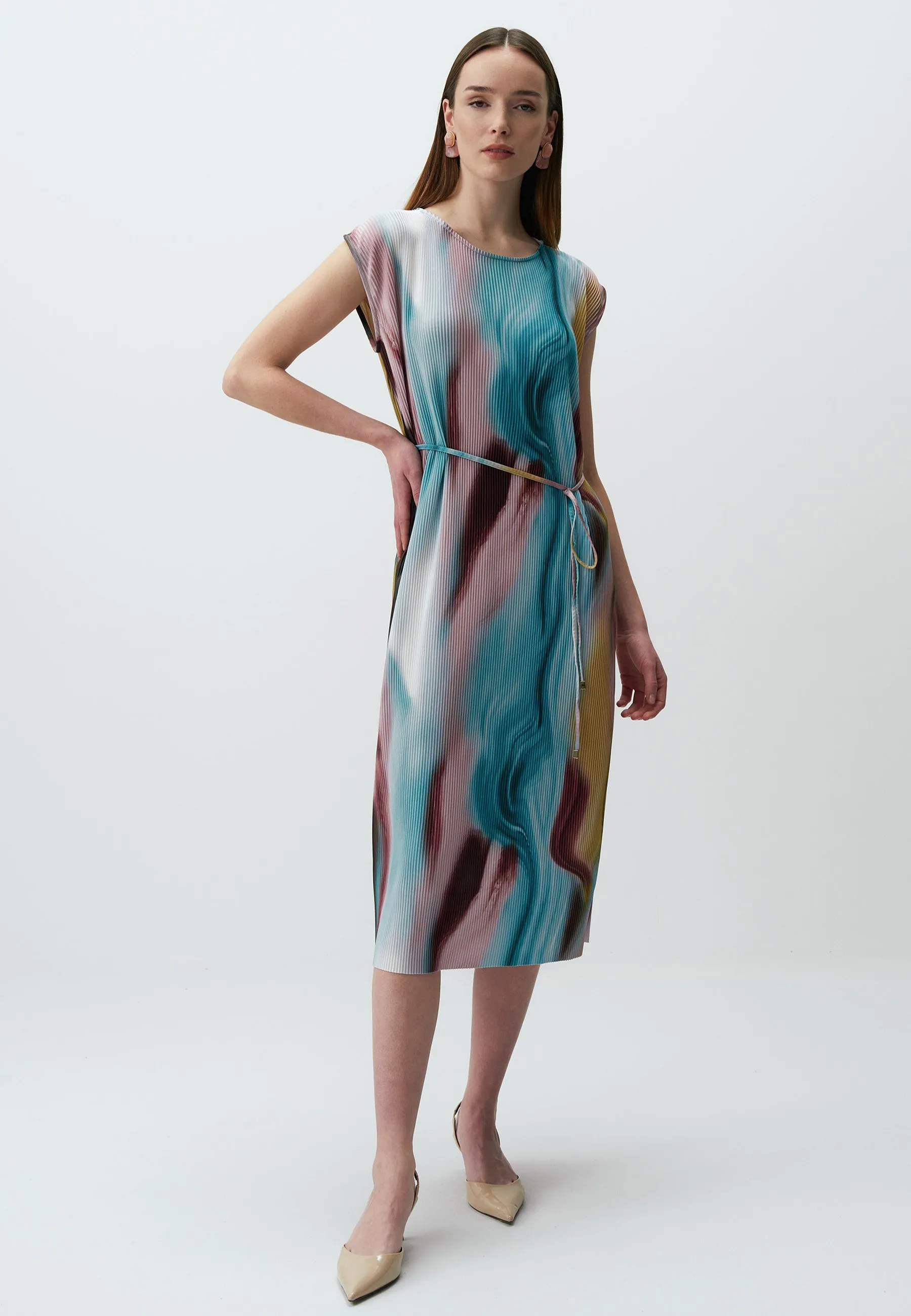 PATTERNED PLEATED MIDI  - Vestito estivo