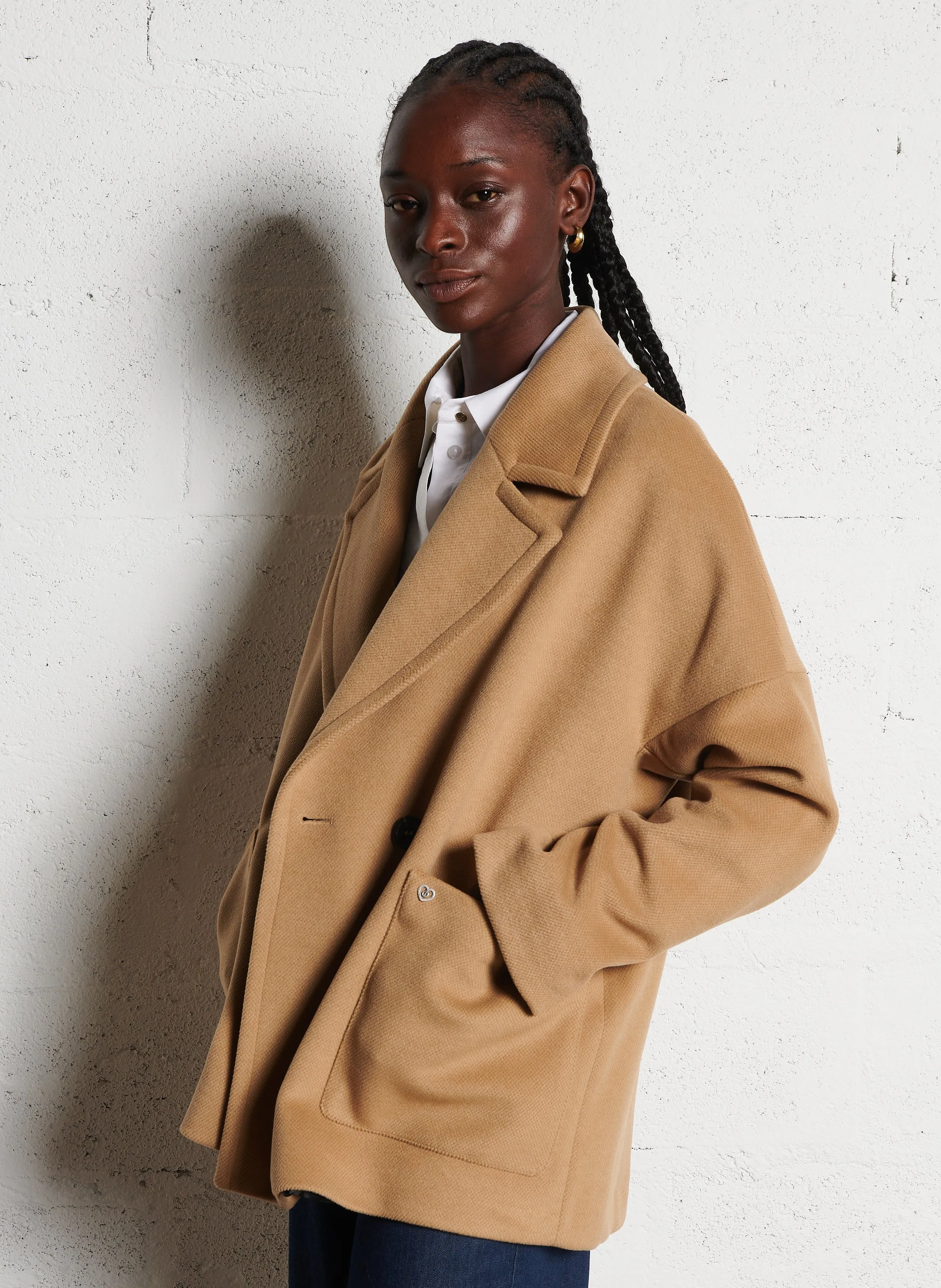  PLEASE   Cappotto ampio con rever | Marrone