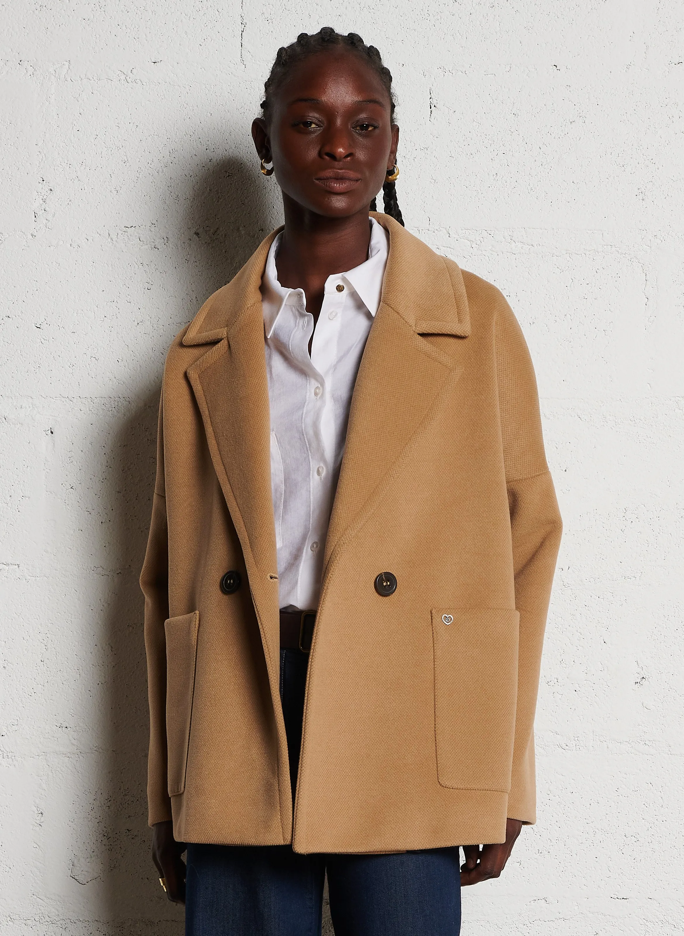  PLEASE   Cappotto ampio con rever | Marrone
