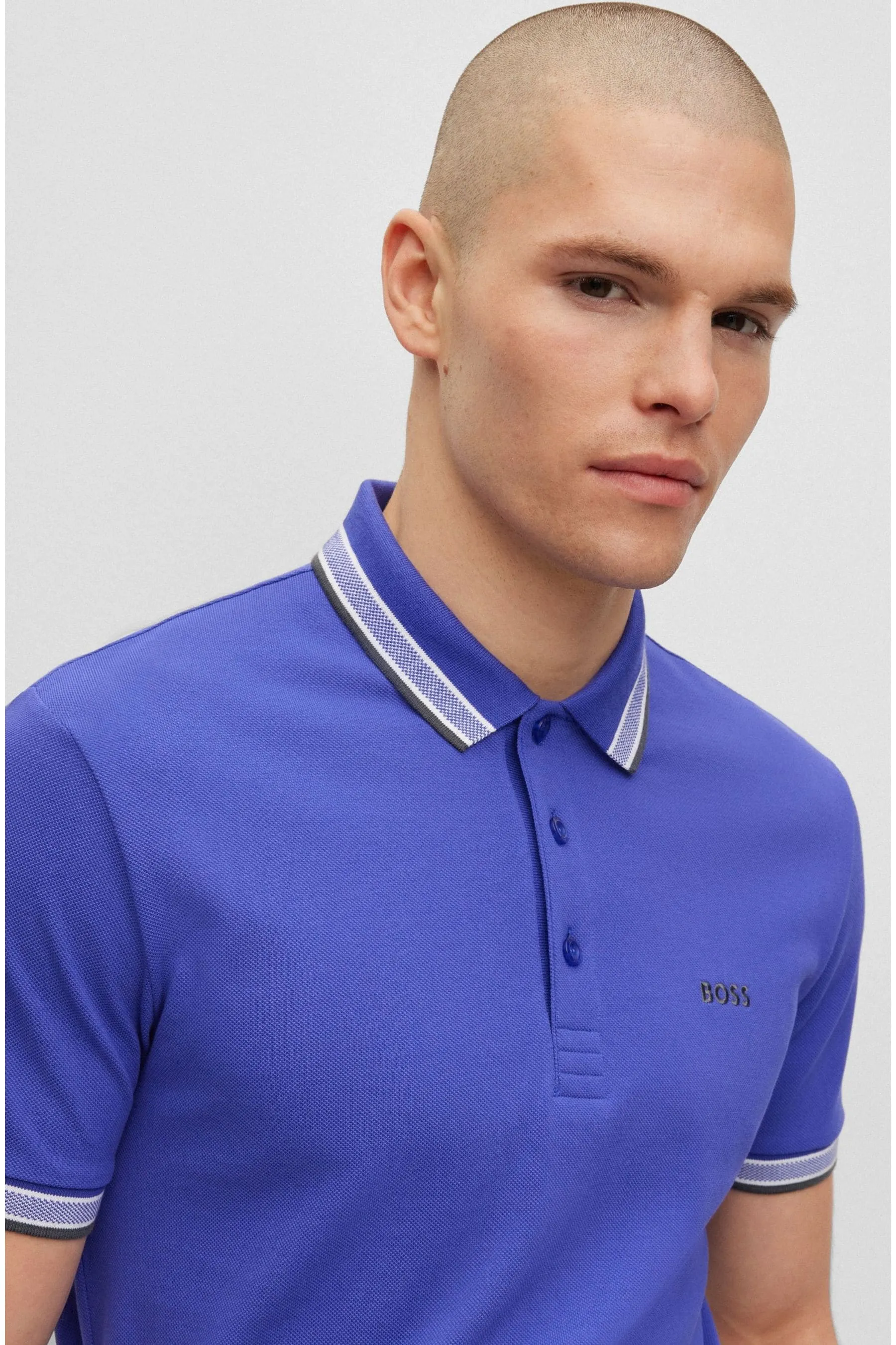 Polo BOSS in cotone con punta in paddy    