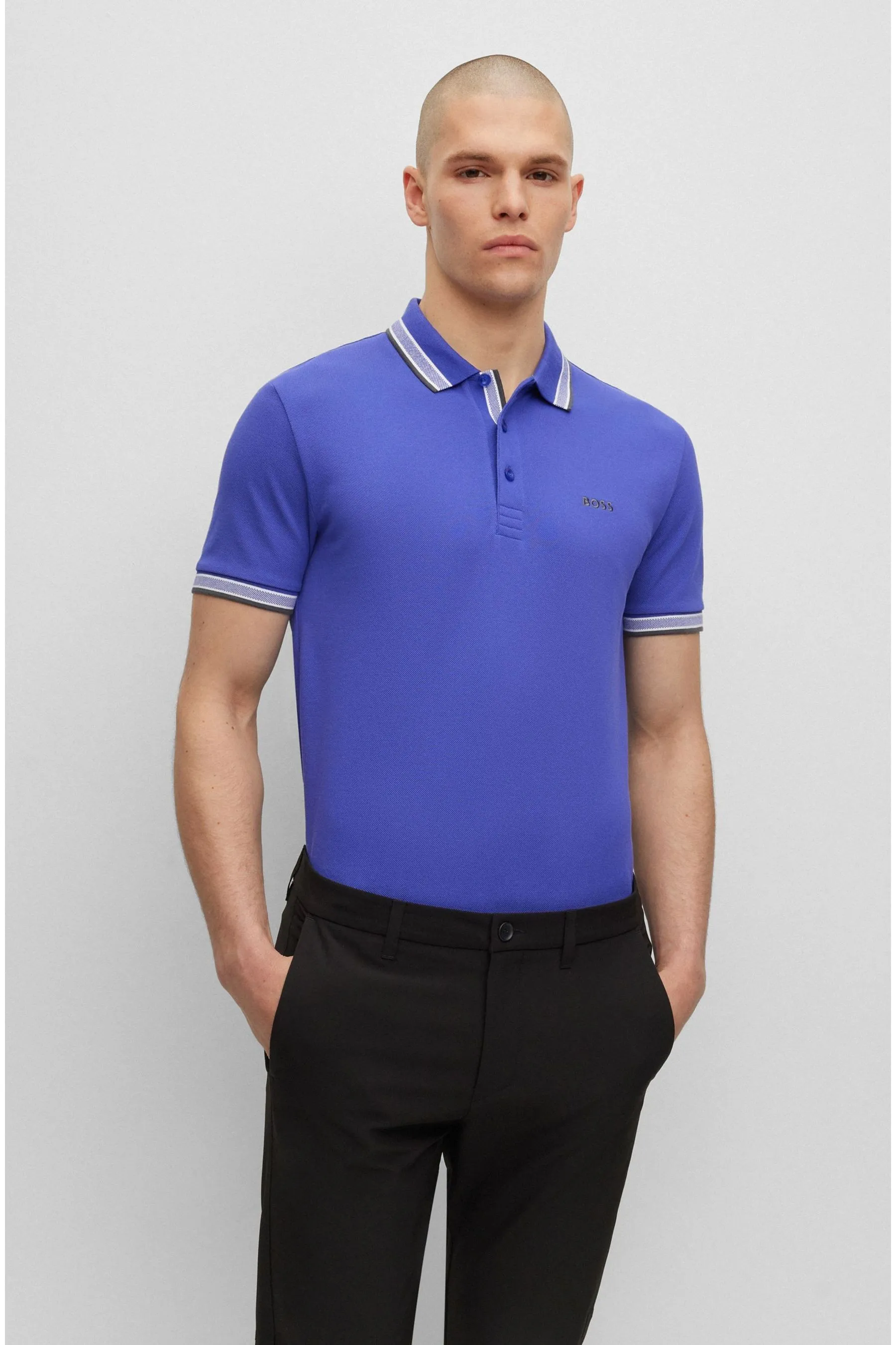 Polo BOSS in cotone con punta in paddy    